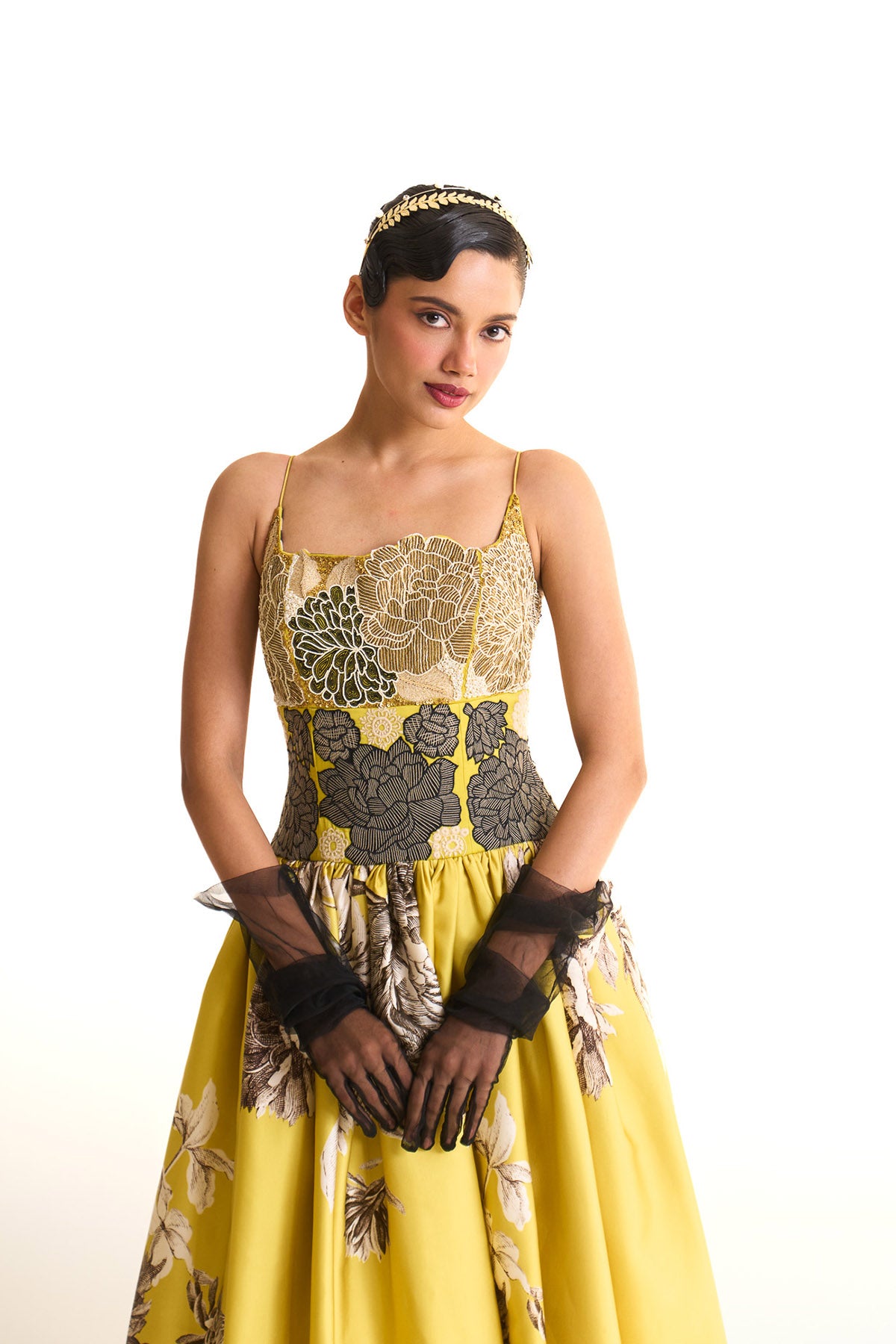 Black iris balloon dress