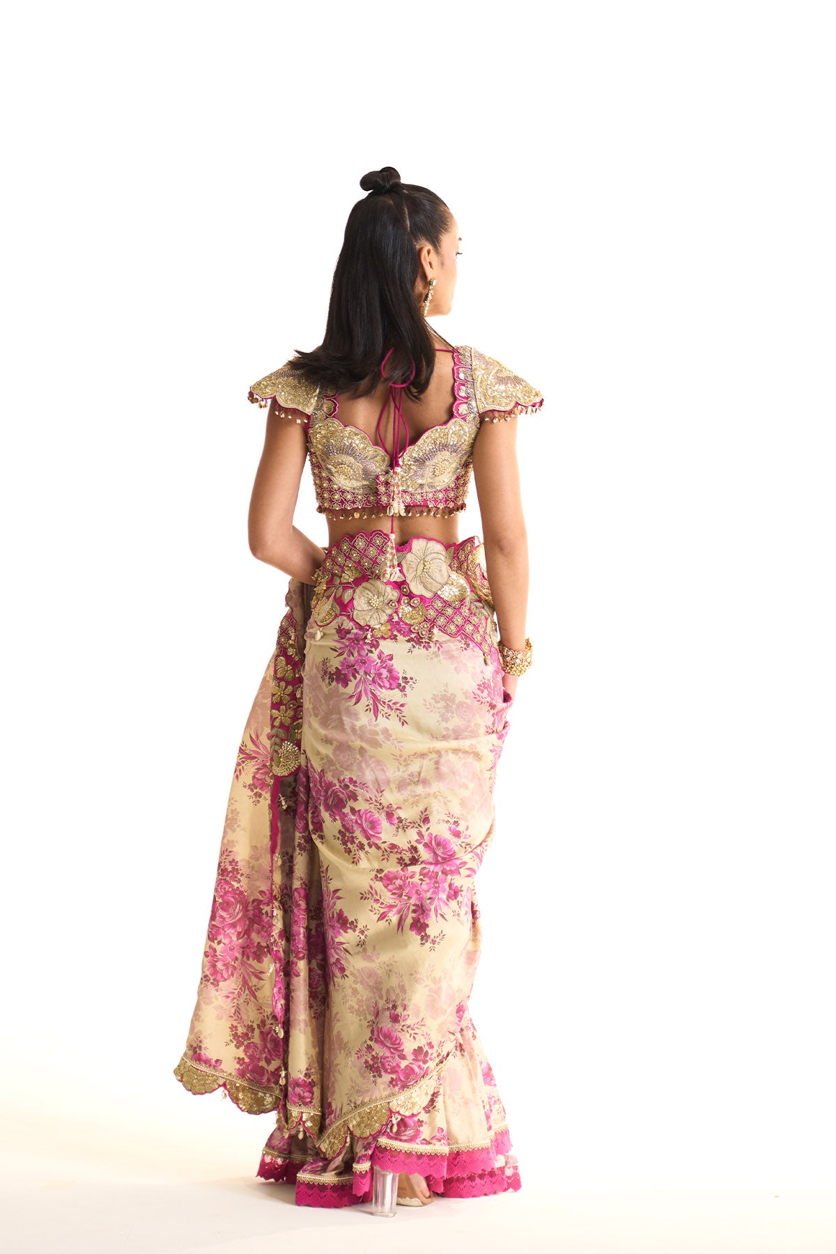 Pink moon Sharara saree
