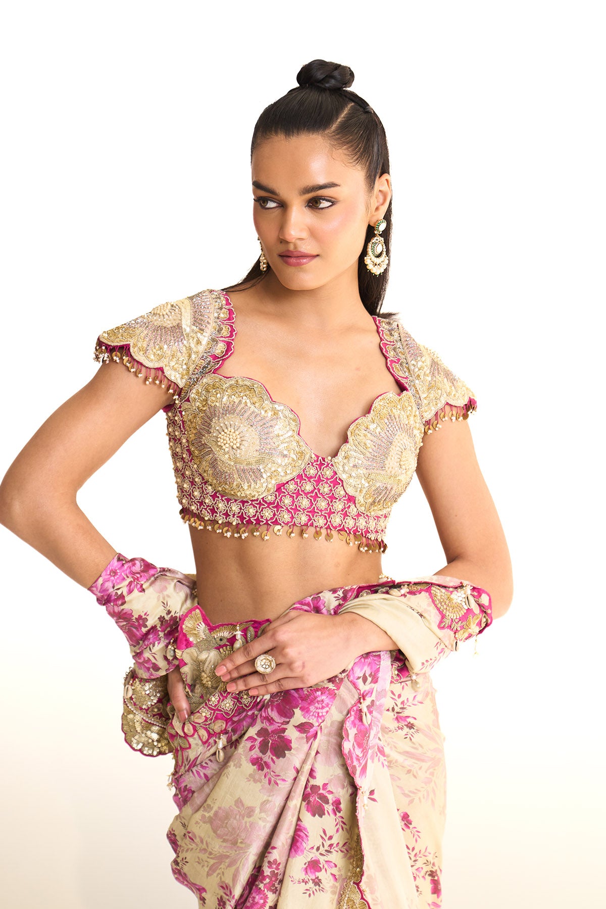 Pink moon Sharara saree