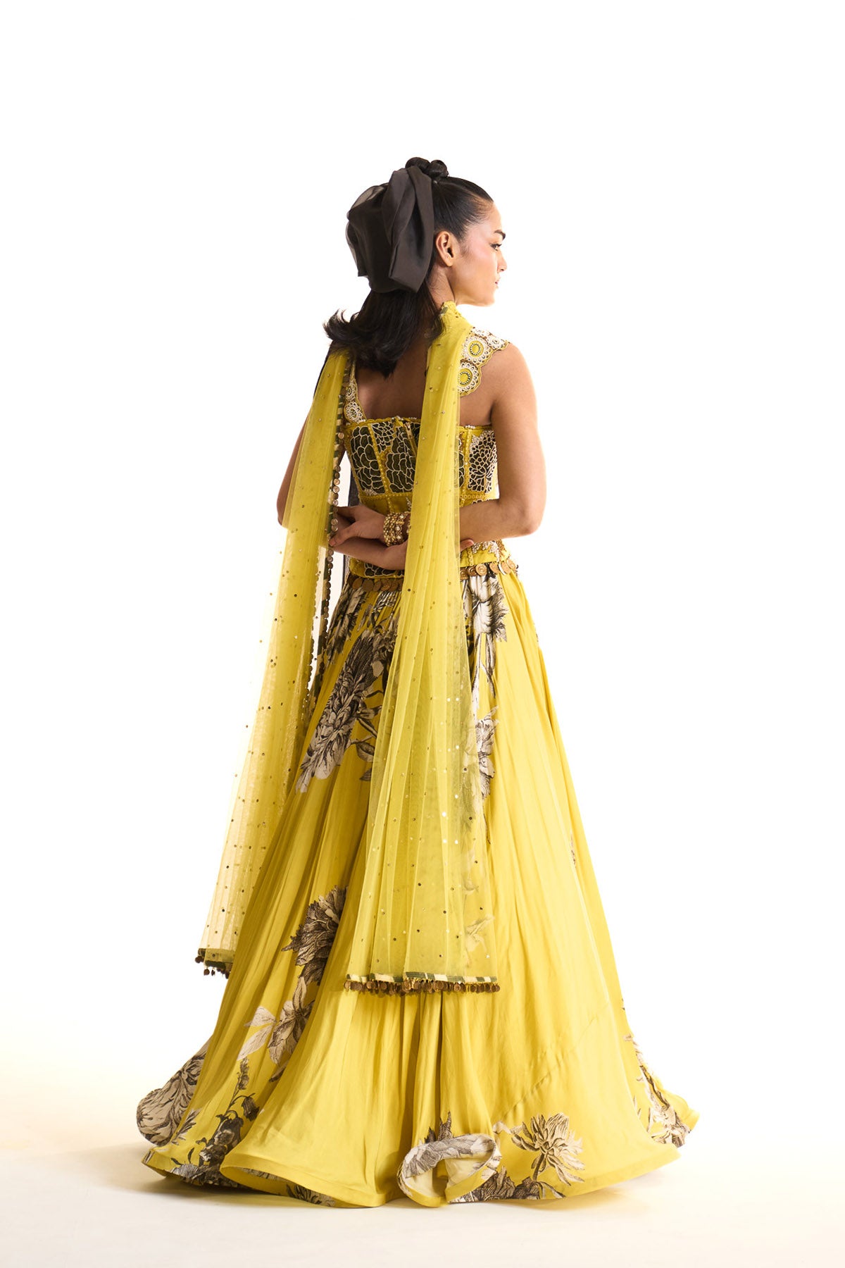 Black iris corset with lehenga set