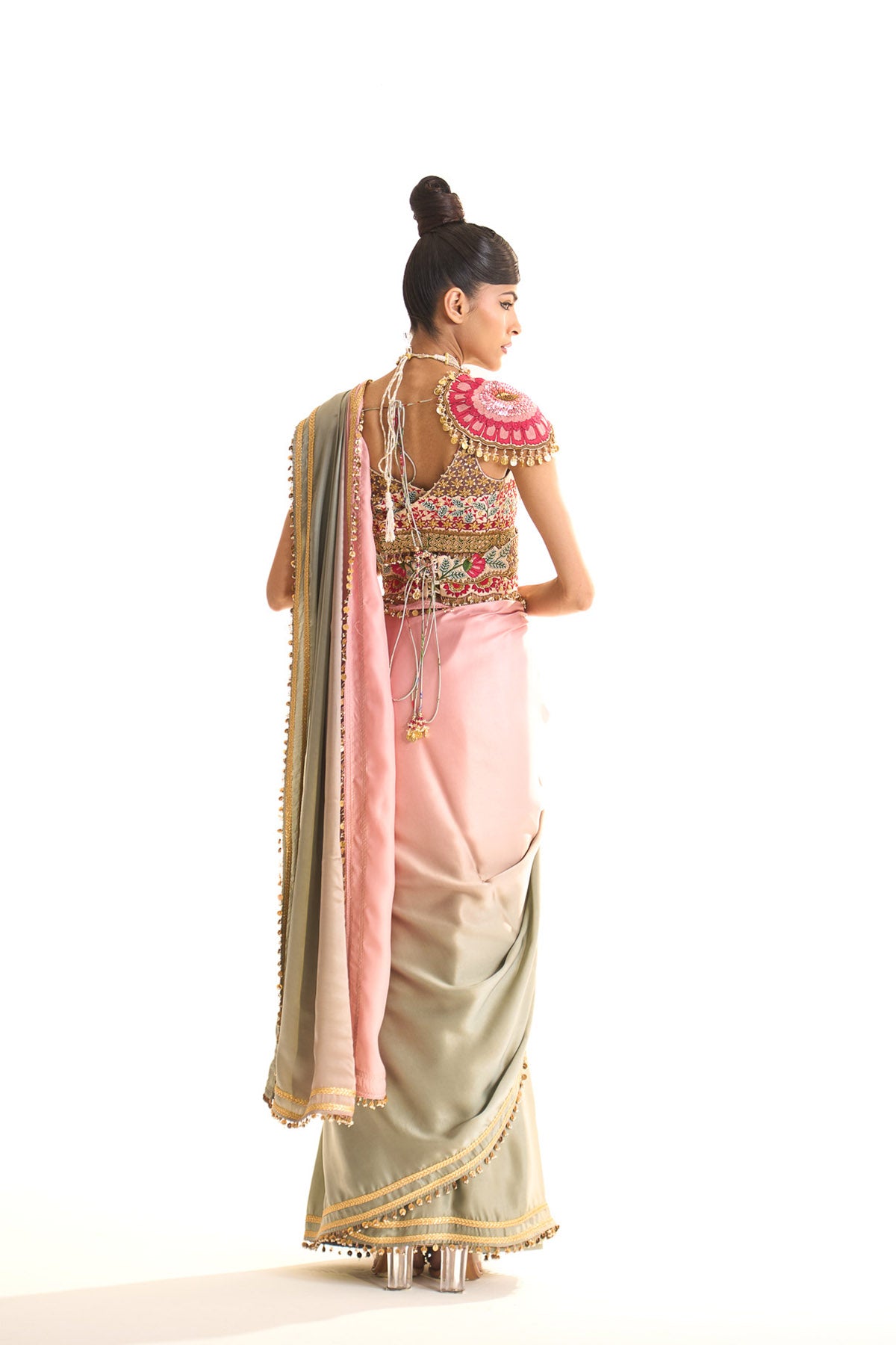 Garden story saree with corset belt