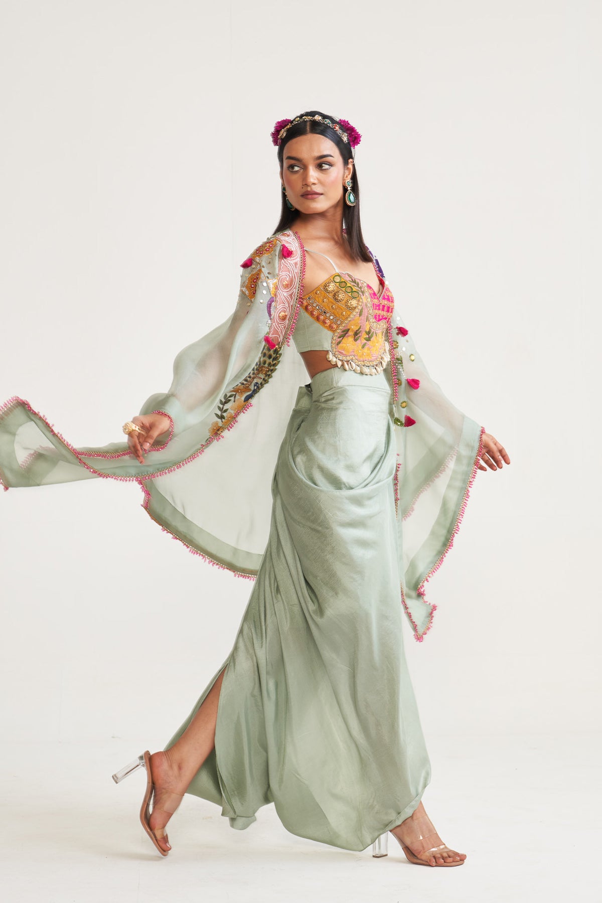 Drape skirt with Cape set