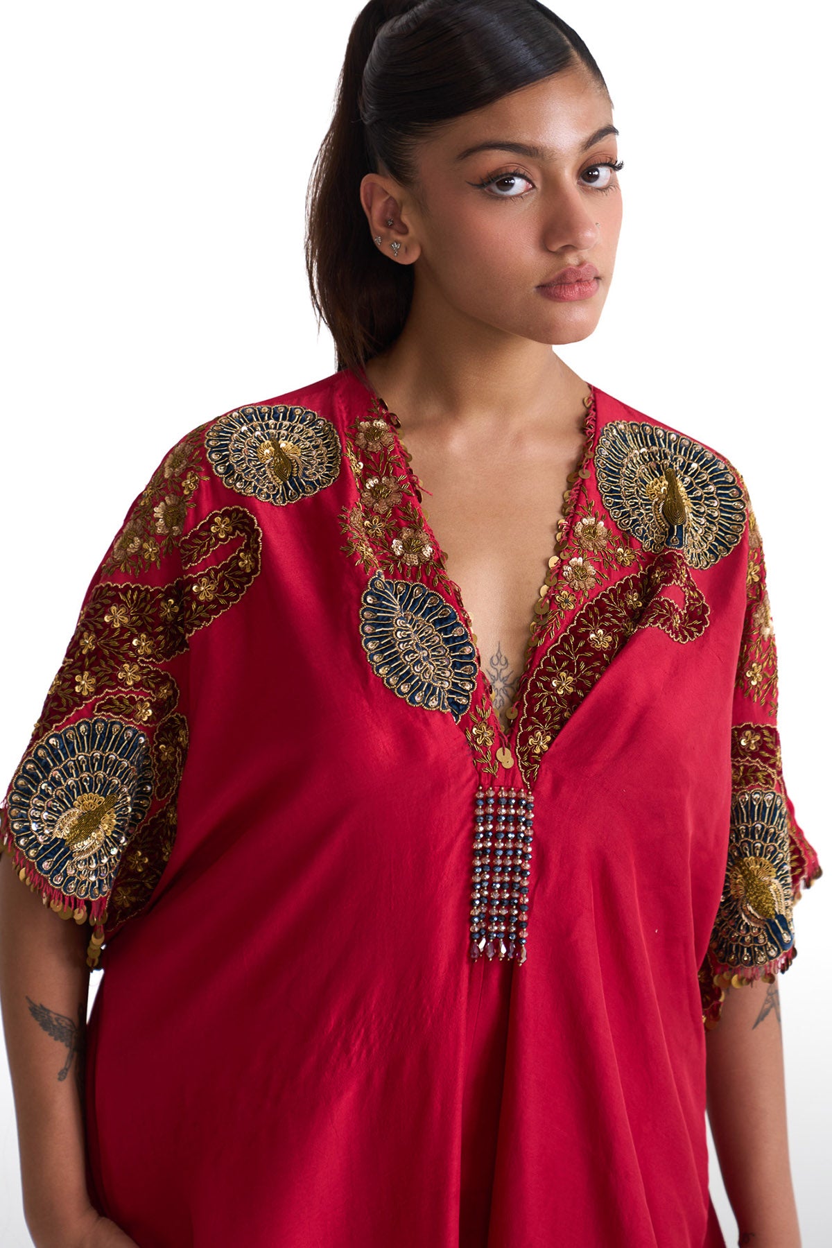 Mor pankh drape kaftan