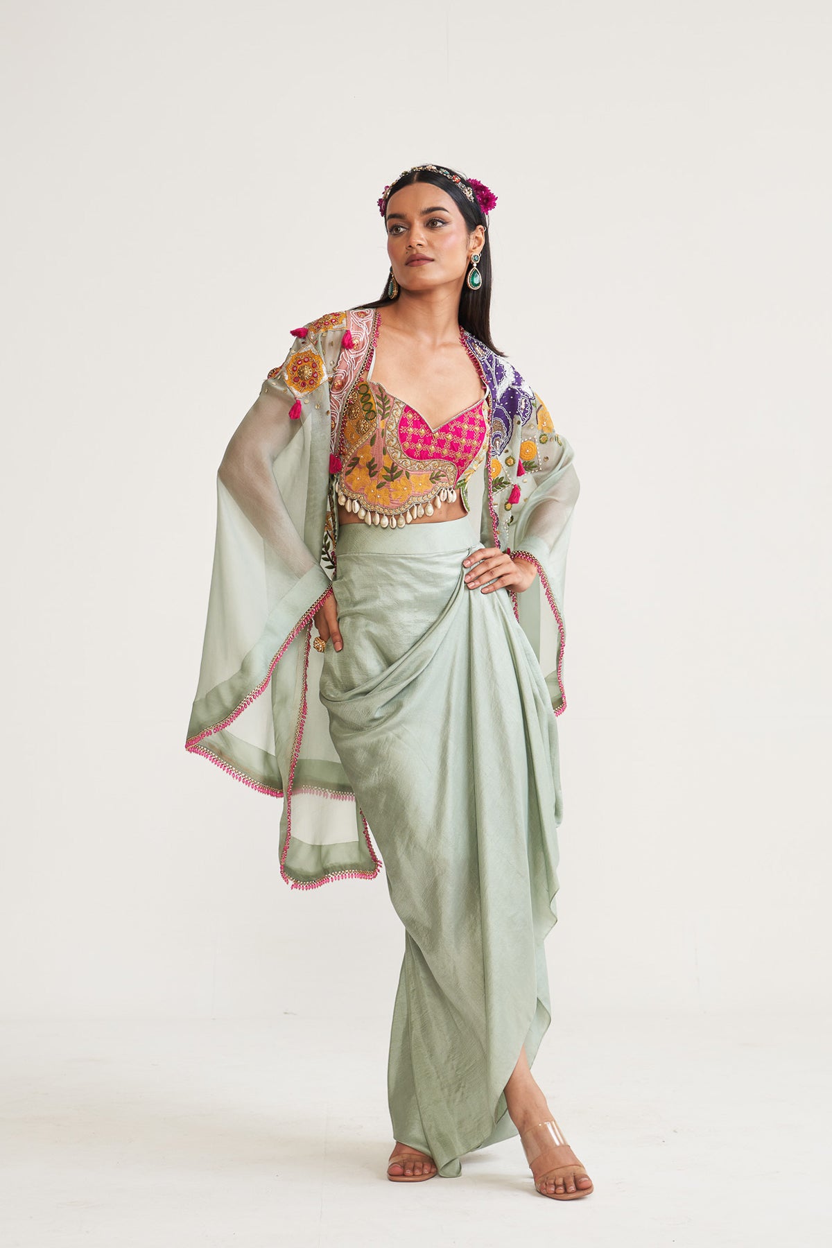 Drape skirt with Cape set