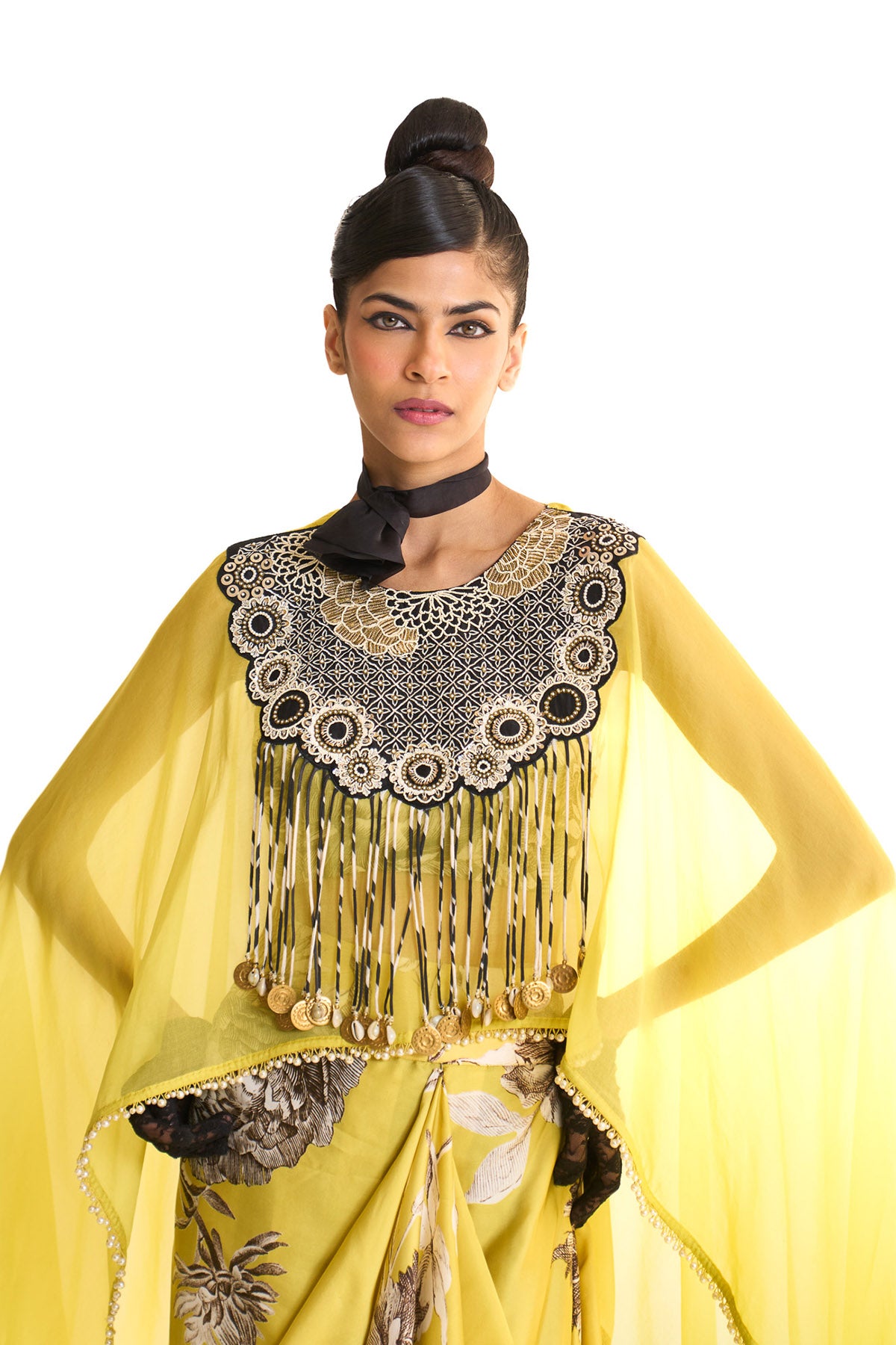 Black iris high & low cape set