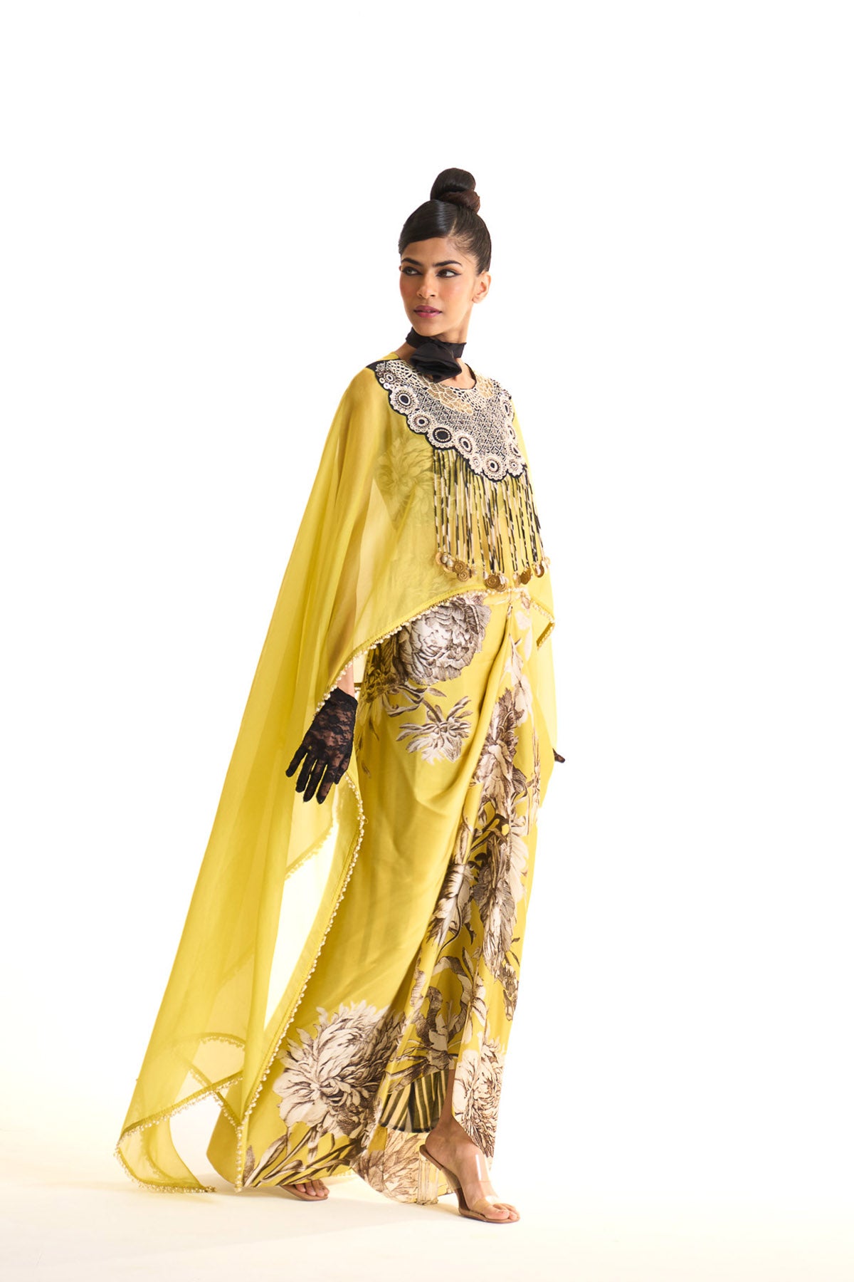 Black iris high & low cape set