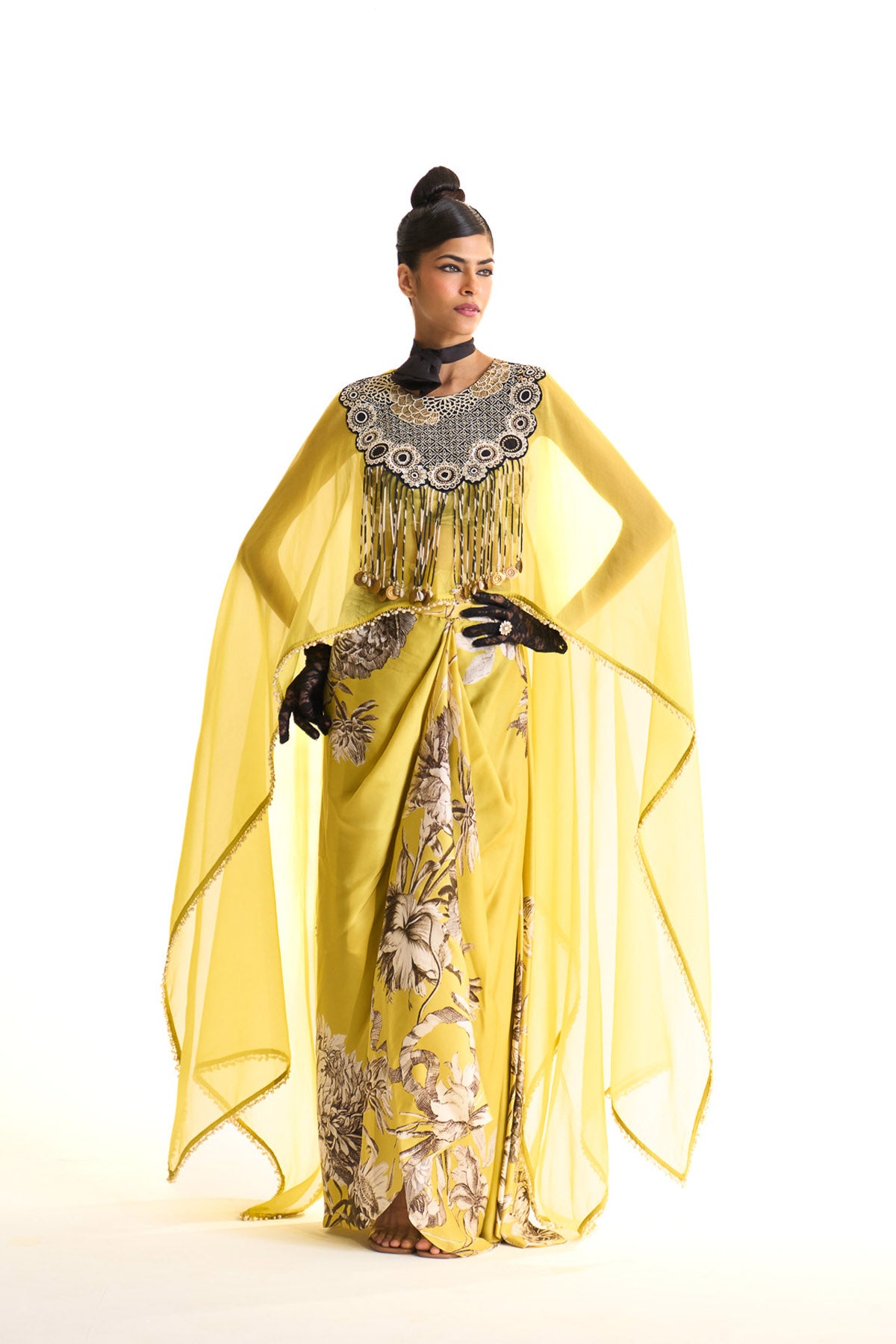 Black iris high & low cape set