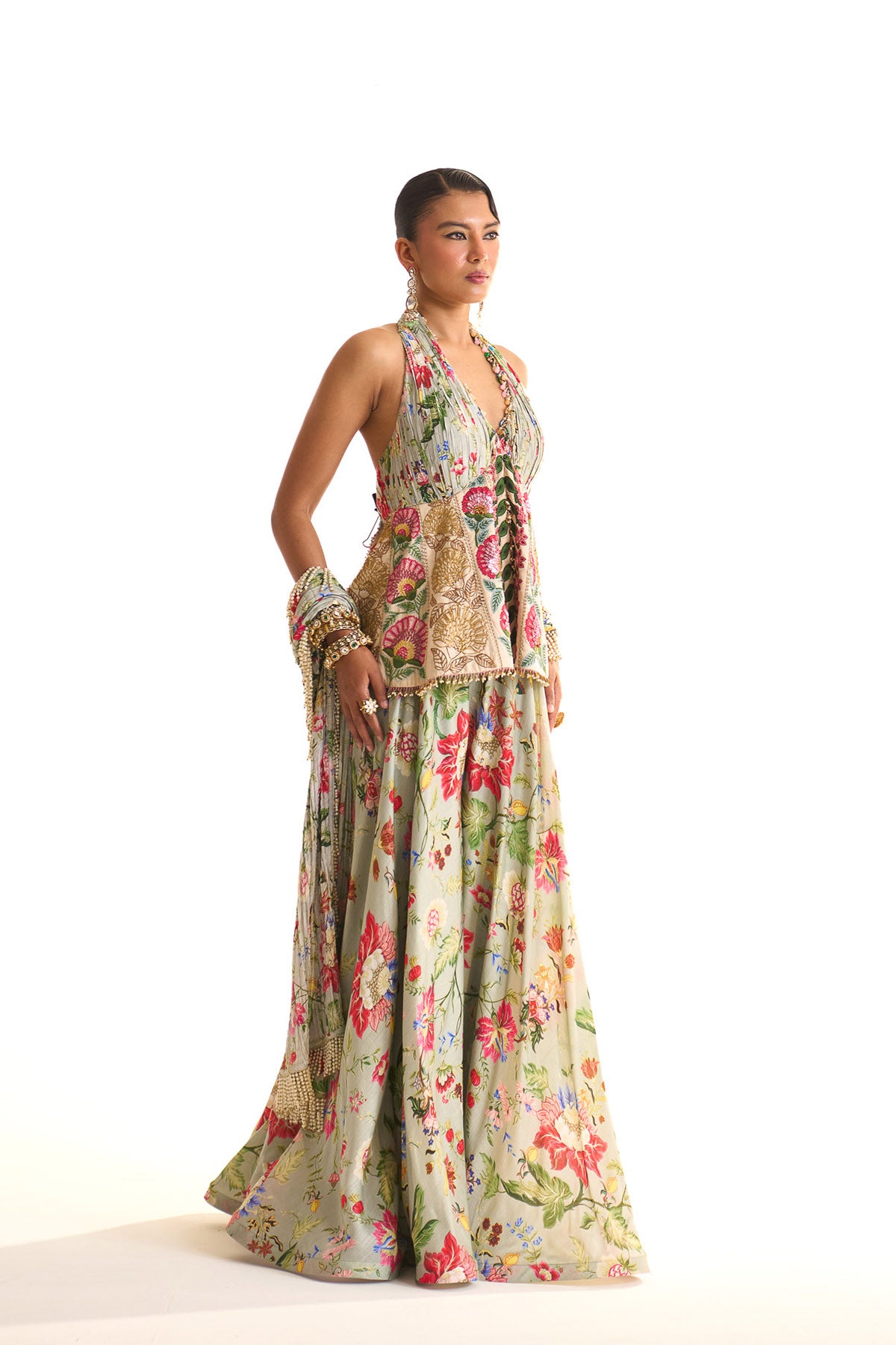 Garden story halter neck peplum set
