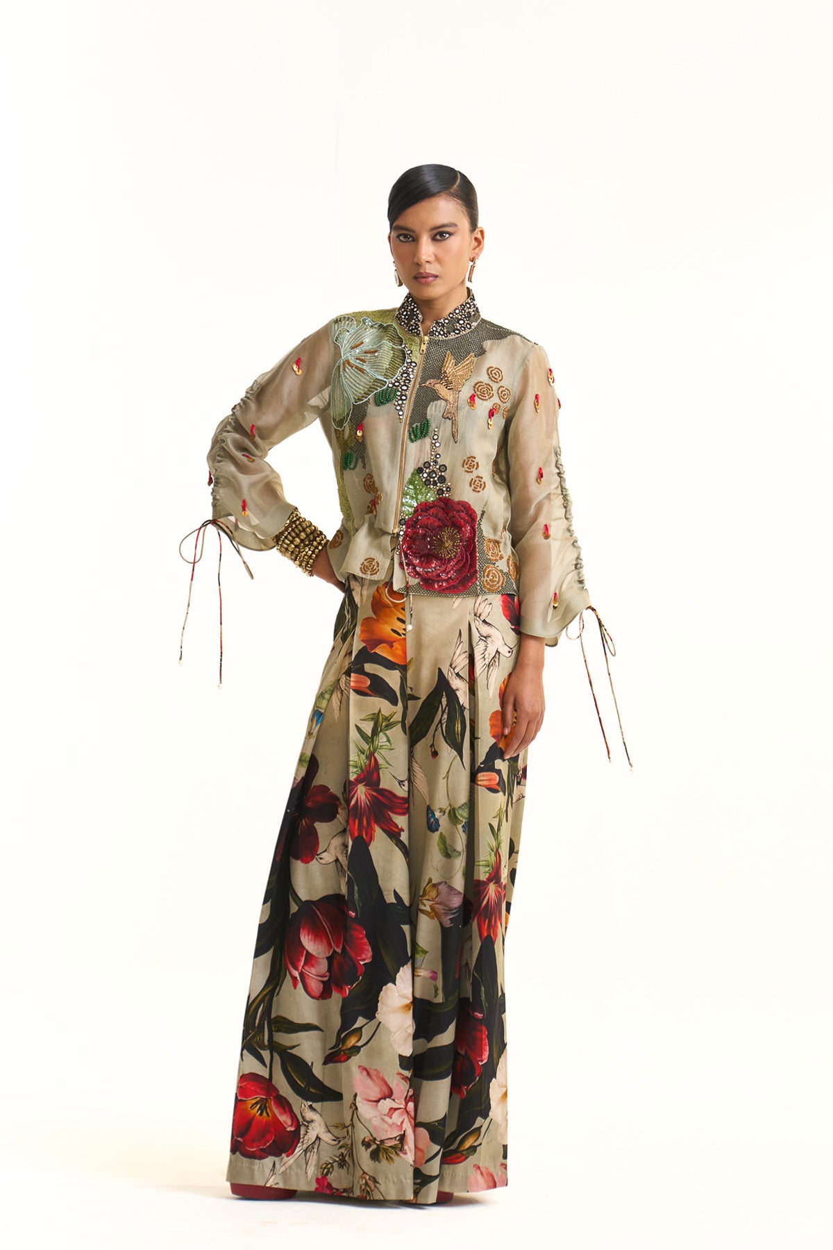 Wild blooms bomber jacket set
