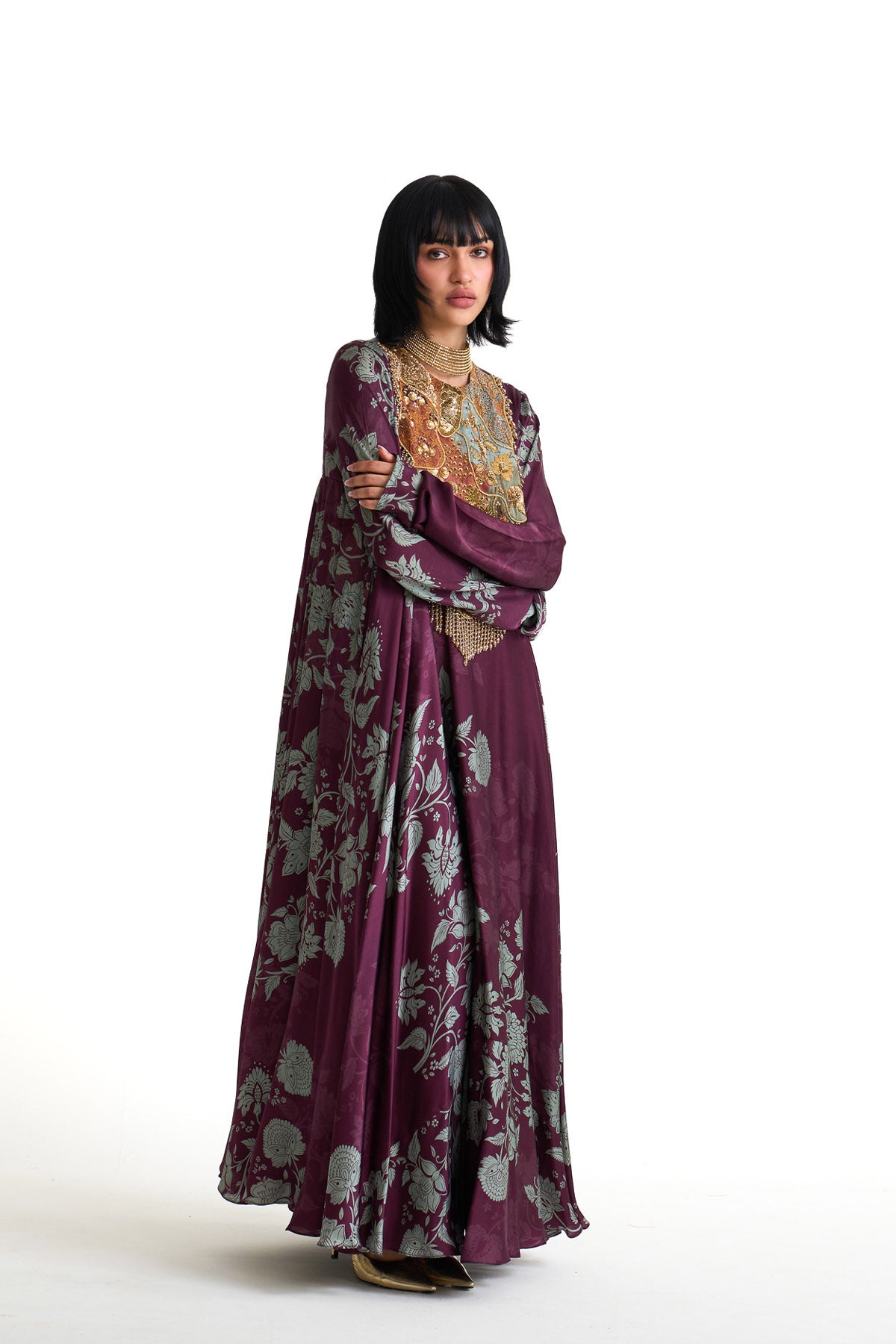 Plum garden A line yoke anarkali