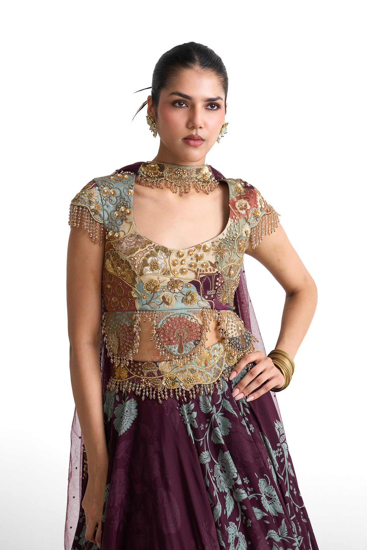 Plum garden crop top set
