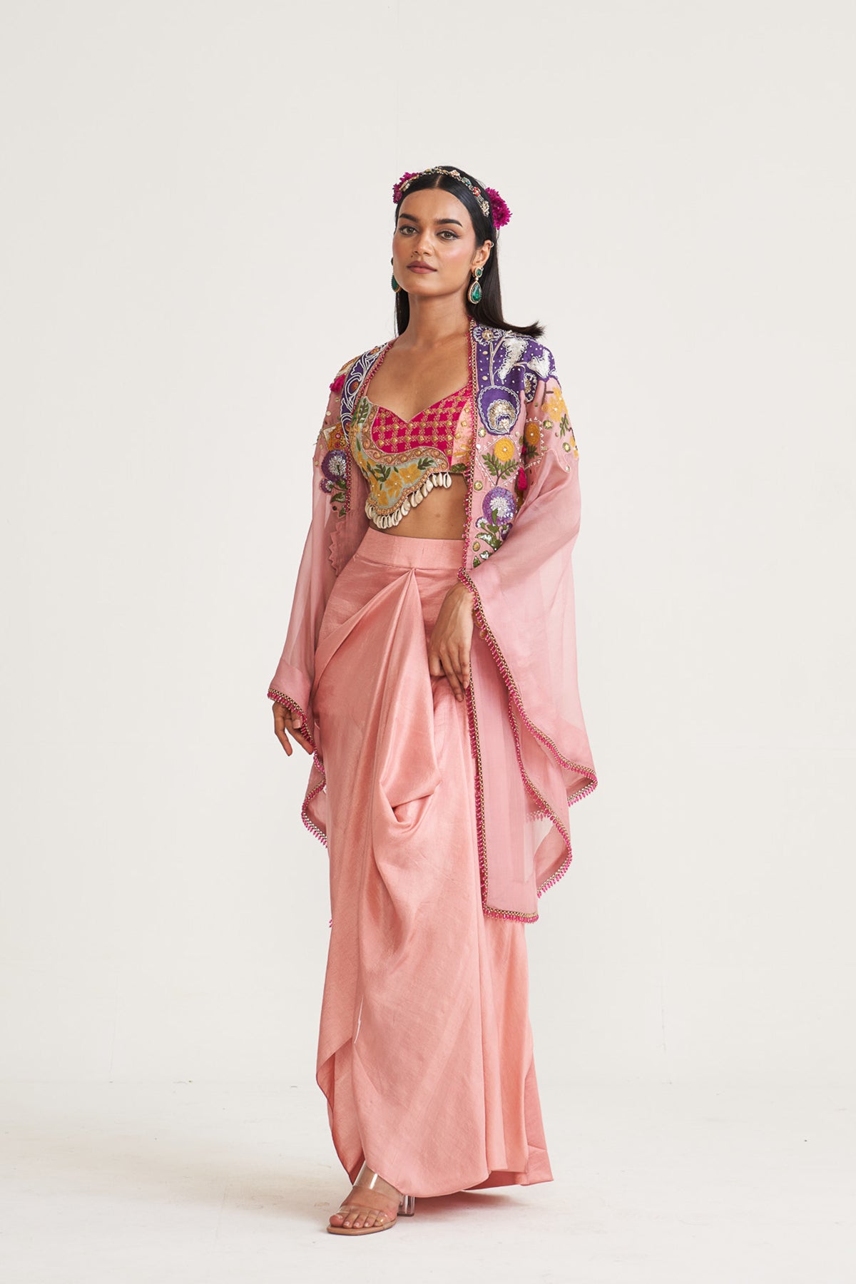 Drape skirt wiht Cape set