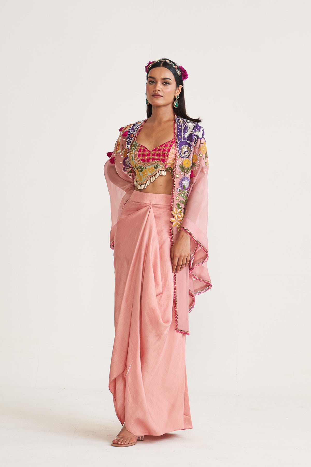 Drape skirt wiht Cape set