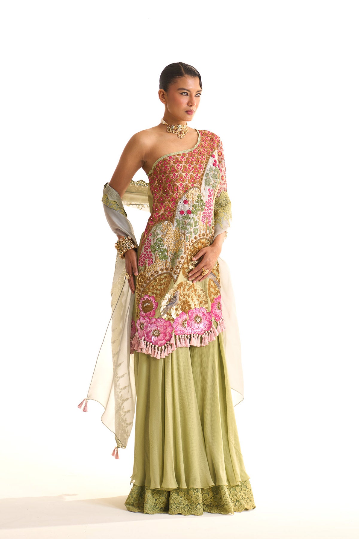 Garden story one shoulder suit