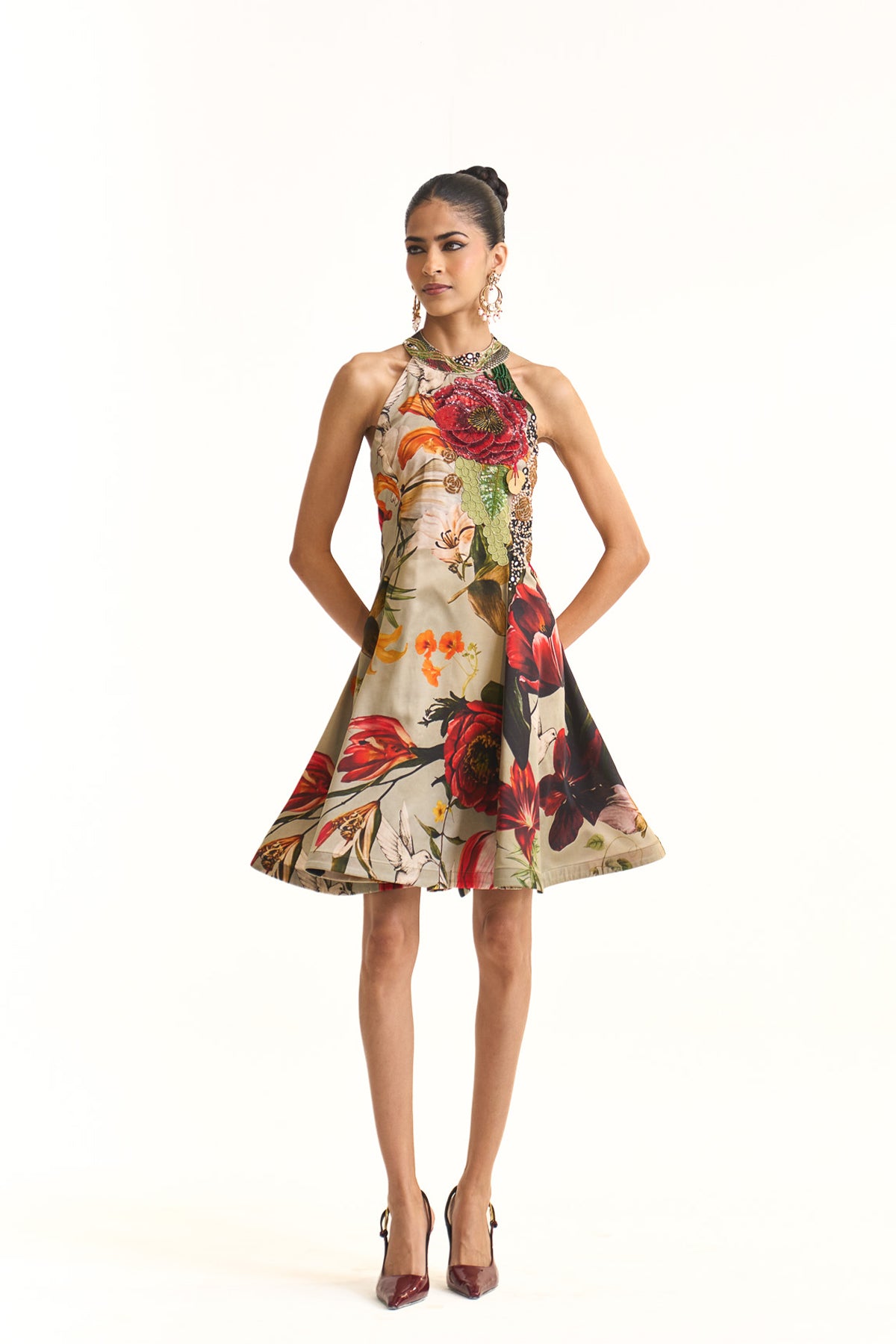 Wild blooms halter neck dress