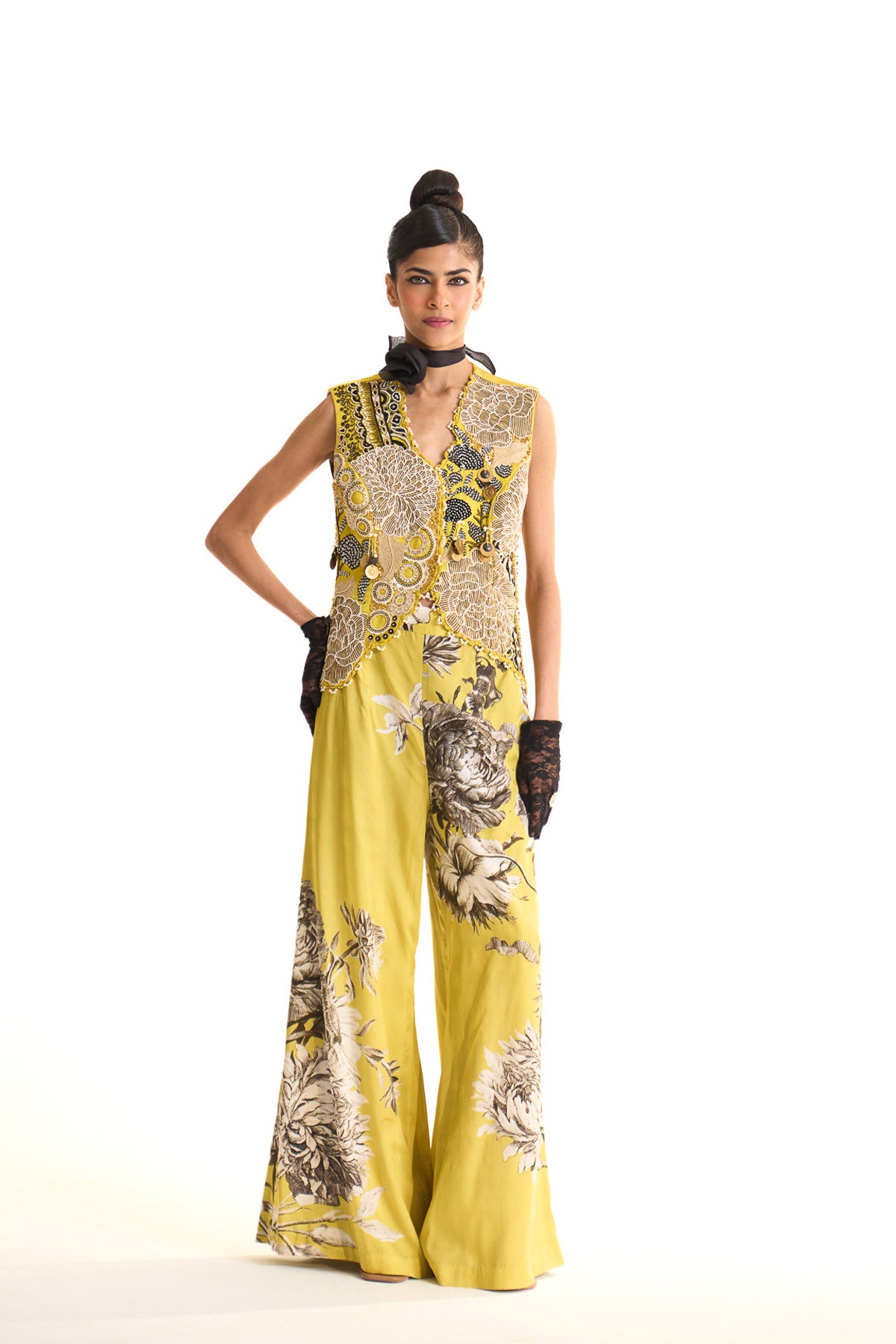 Black iris waist coat set