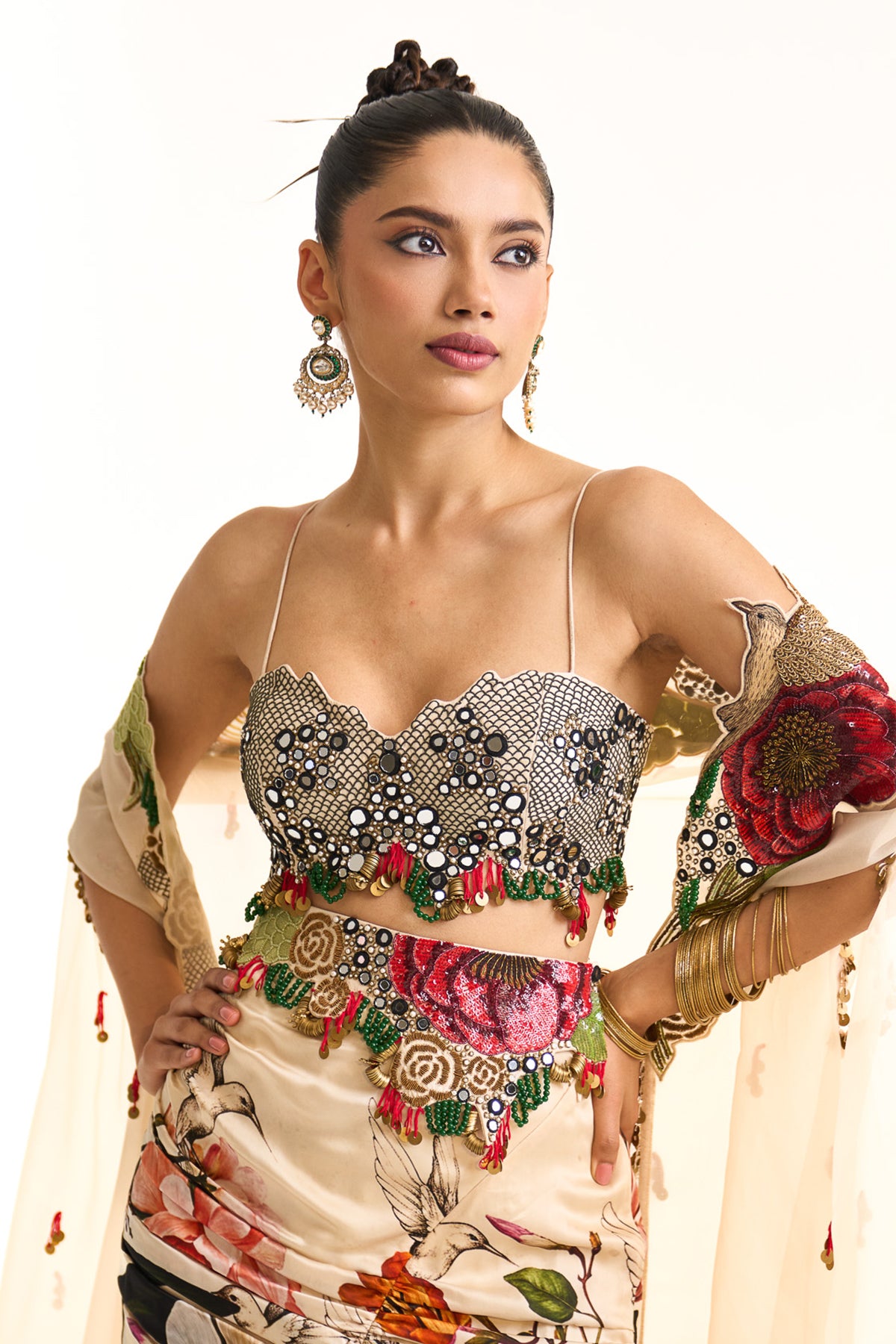 Wild blooms cape and drape skirt set