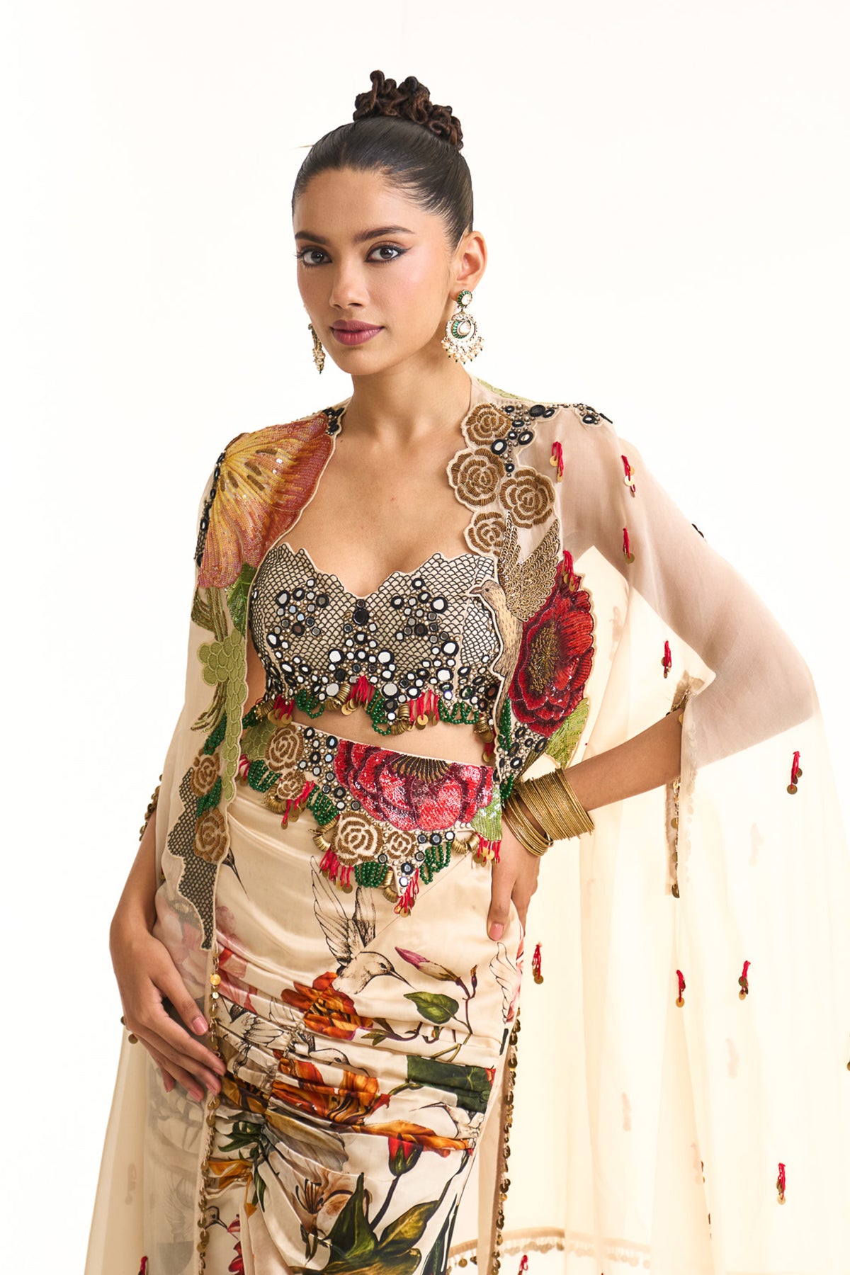 Wild blooms cape and drape skirt set