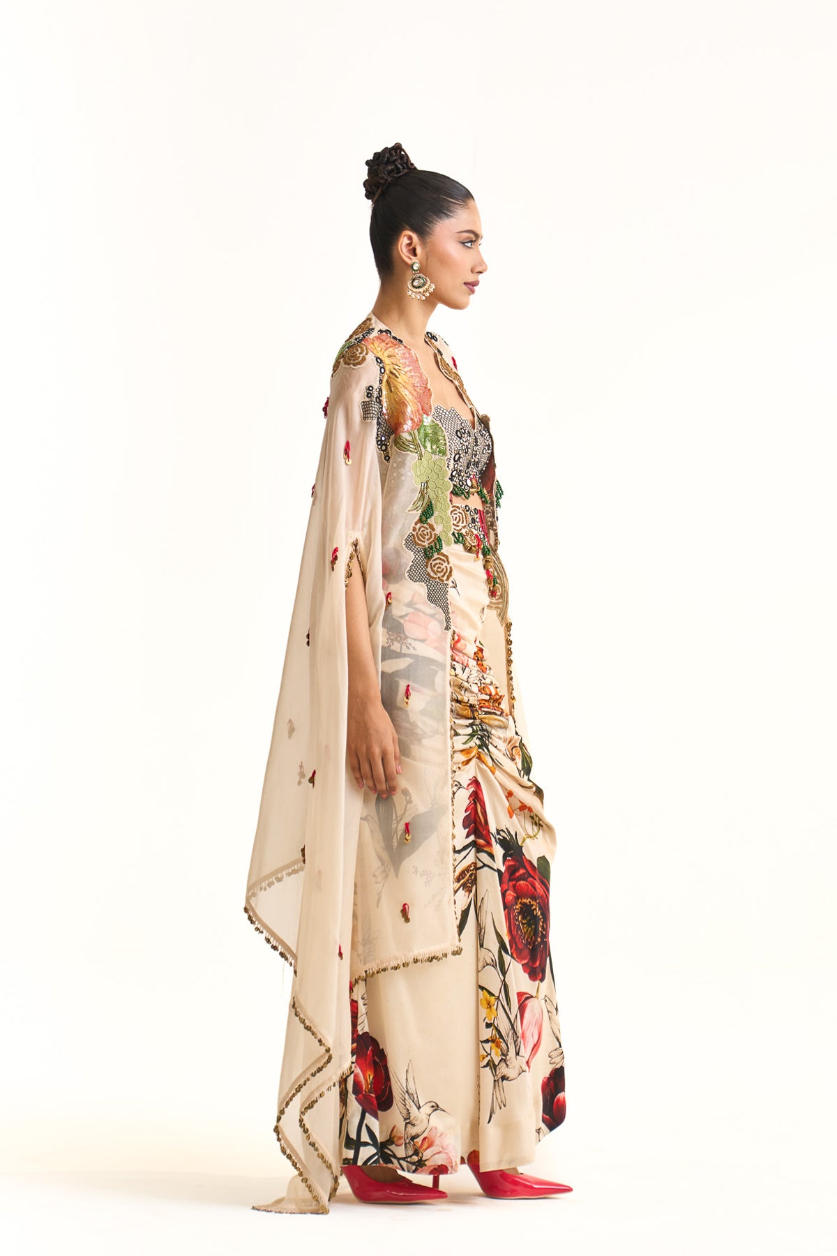 Wild blooms cape and drape skirt set