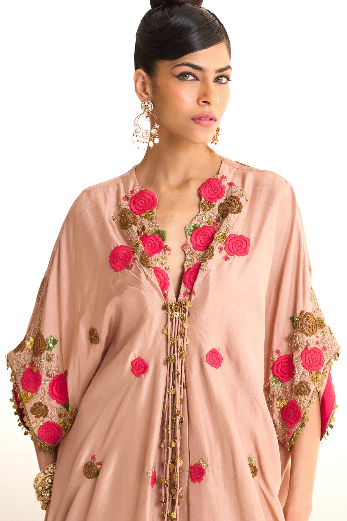 Pink rose drape kaftan