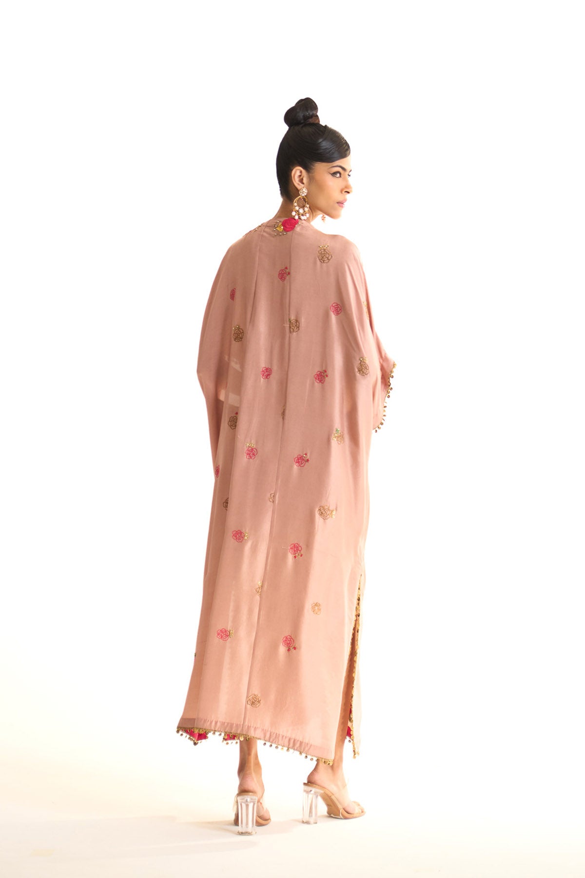 Pink rose drape kaftan