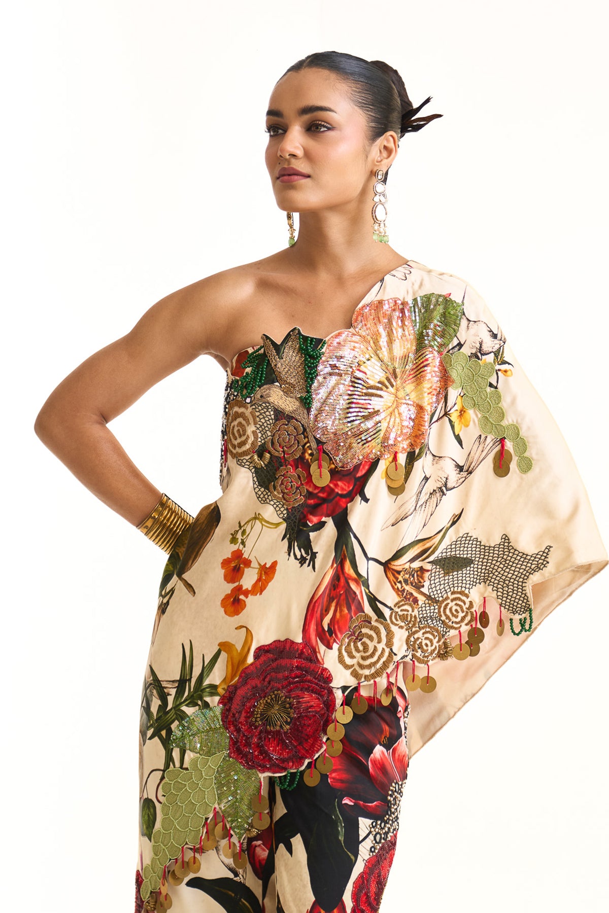 Wild blooms one shoulder top set