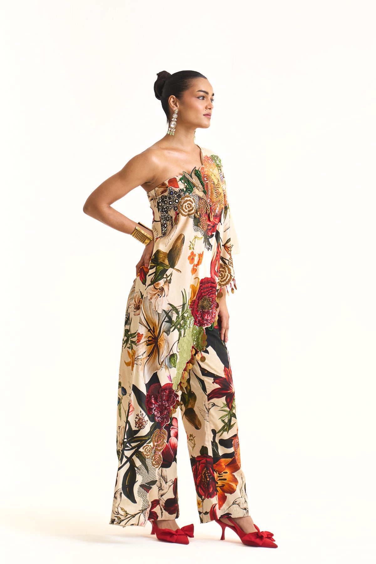 Wild blooms one shoulder top set