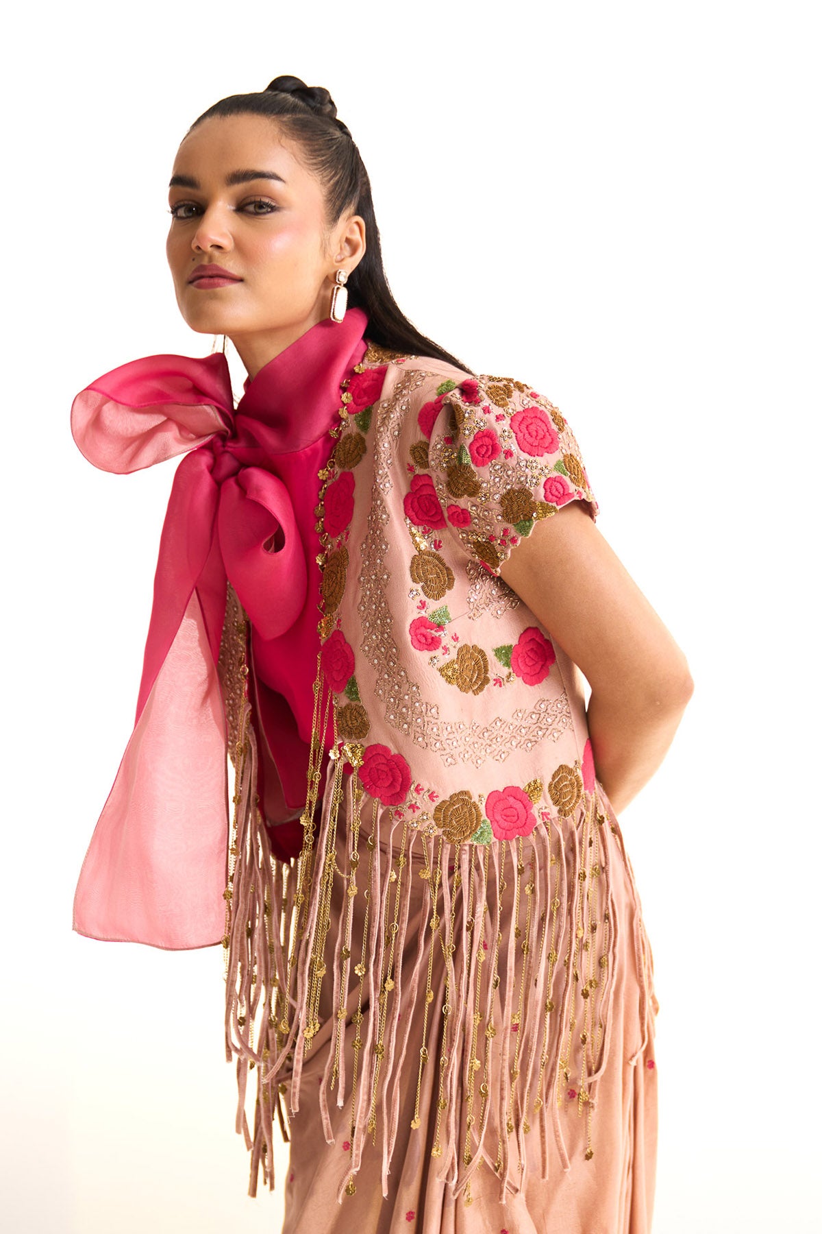 Pink rose short jacket set