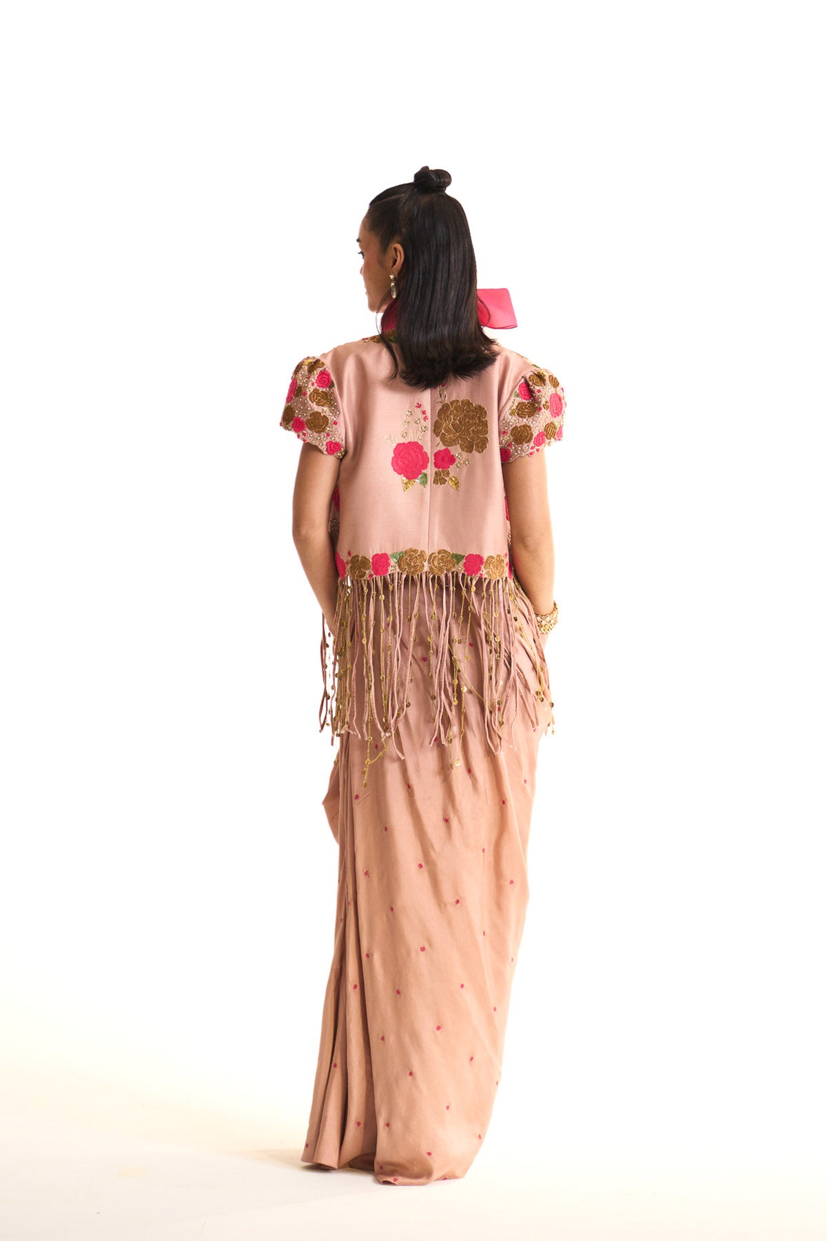Pink rose short jacket set