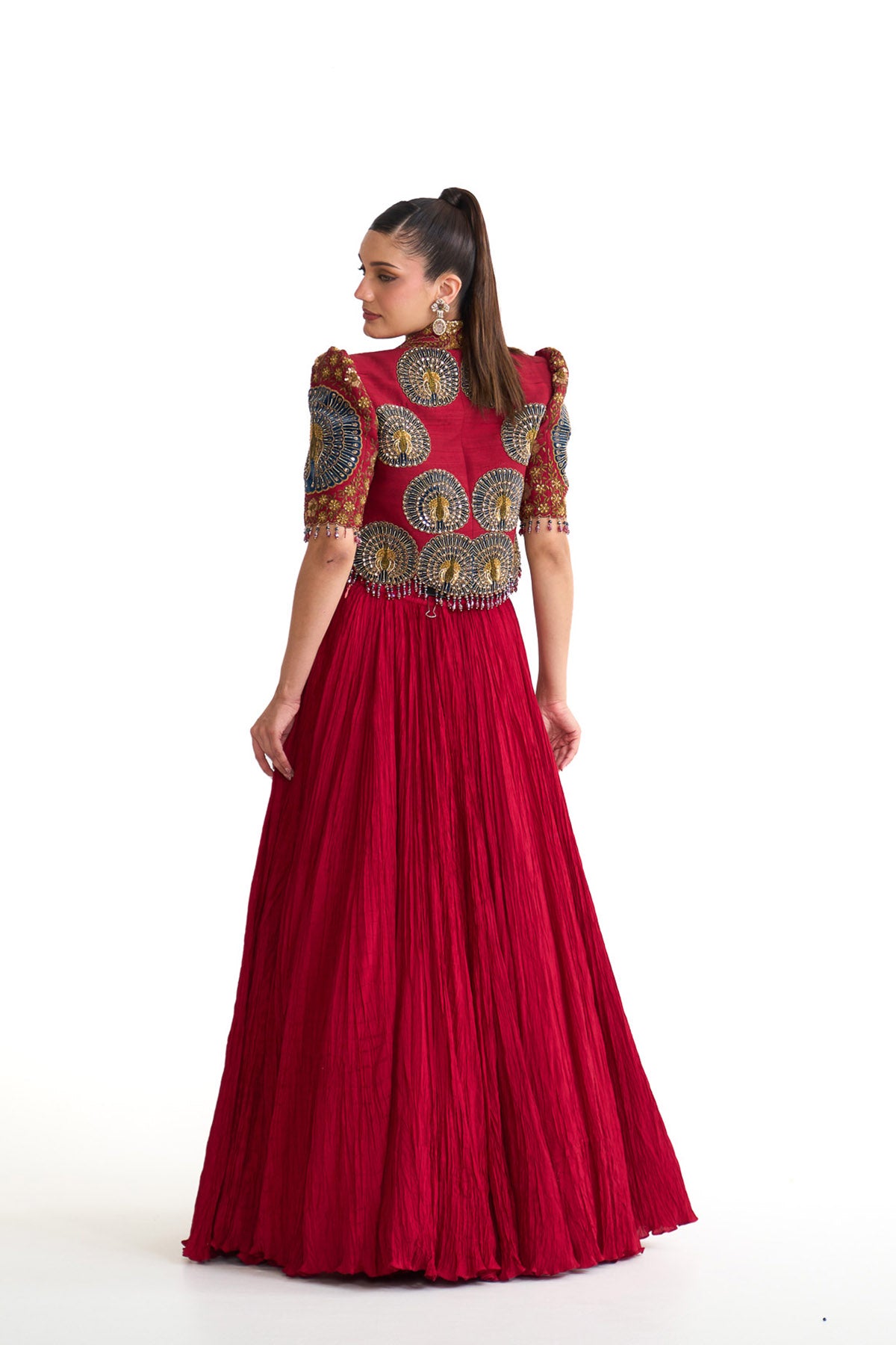 Mor pankh crop blazer & skirt set