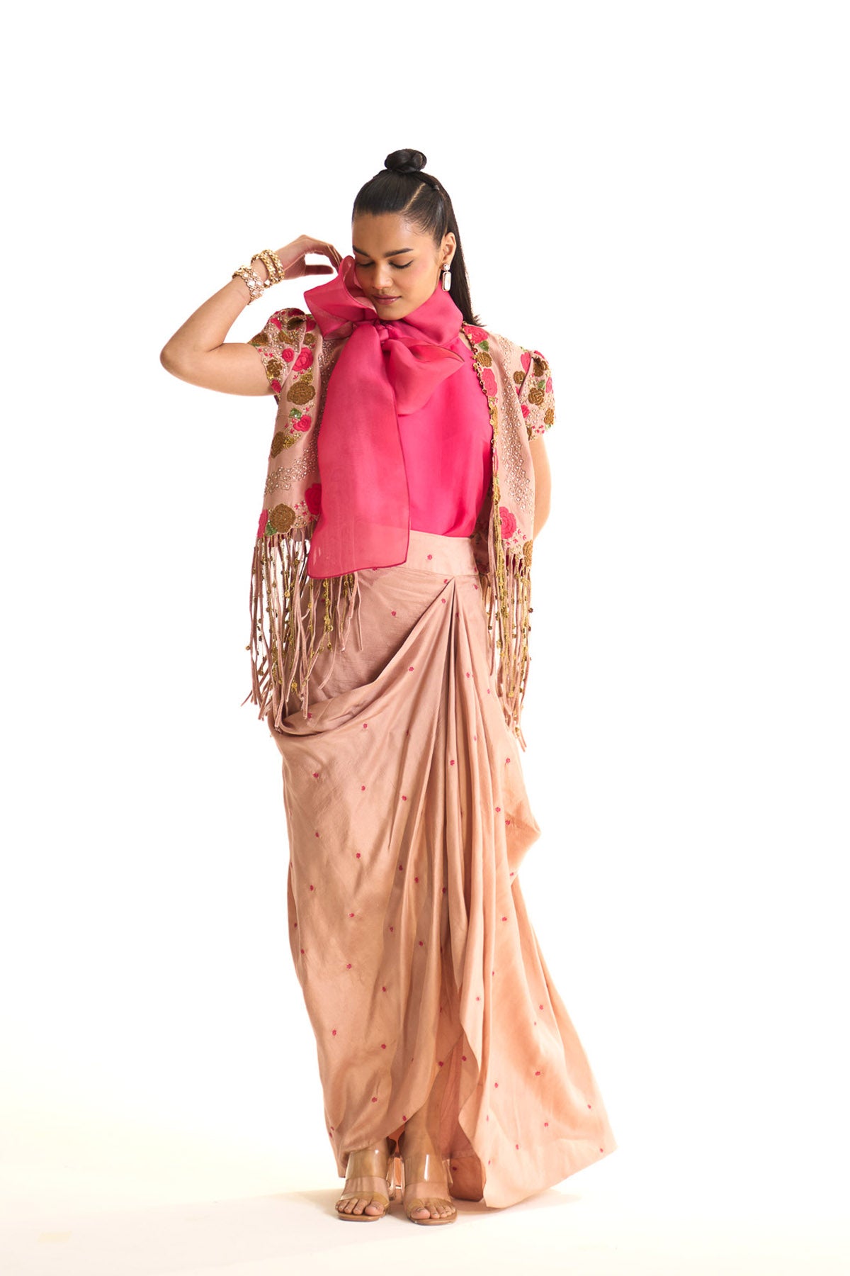 Pink rose short jacket set