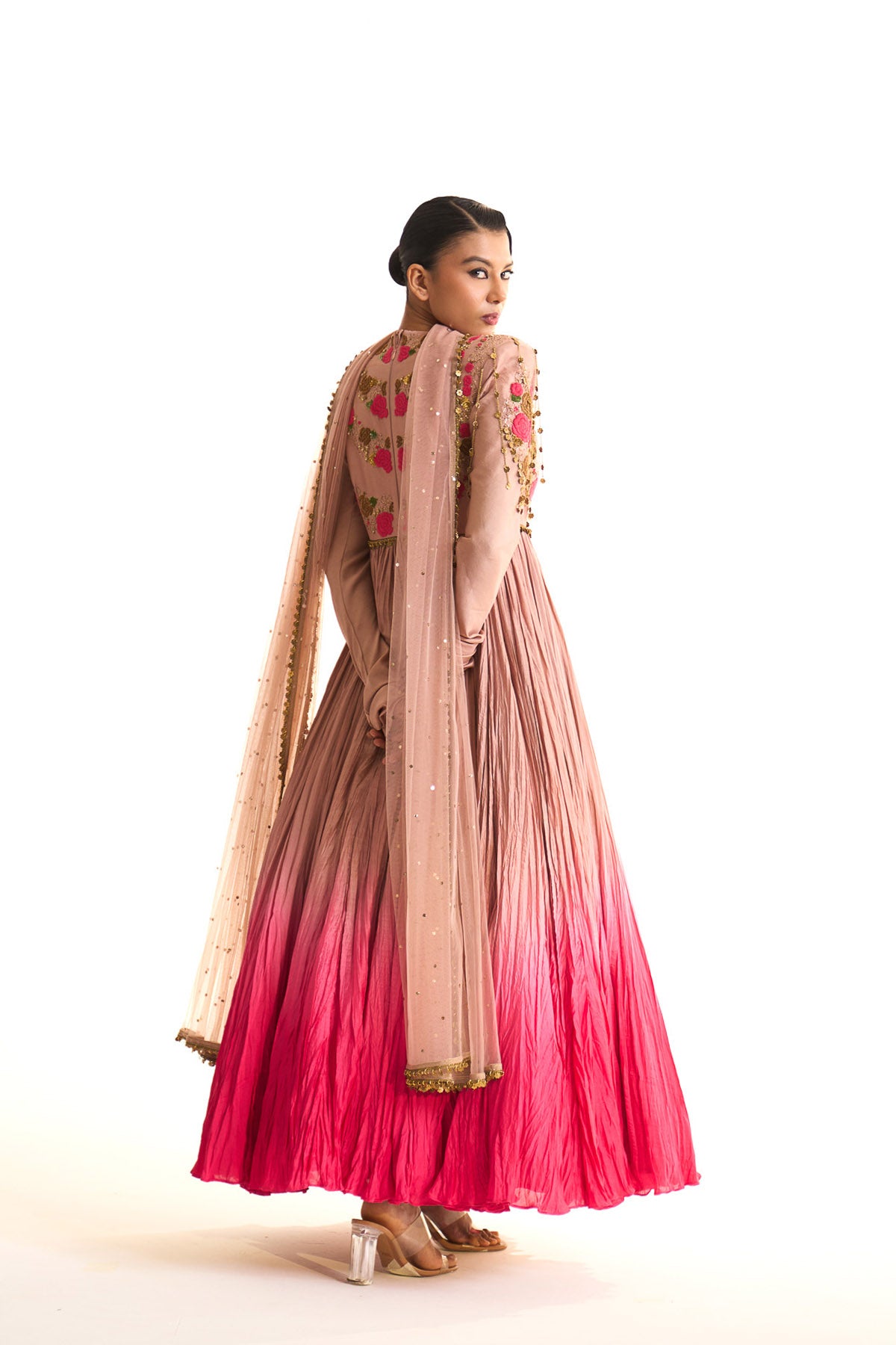 Pink rose anarkali