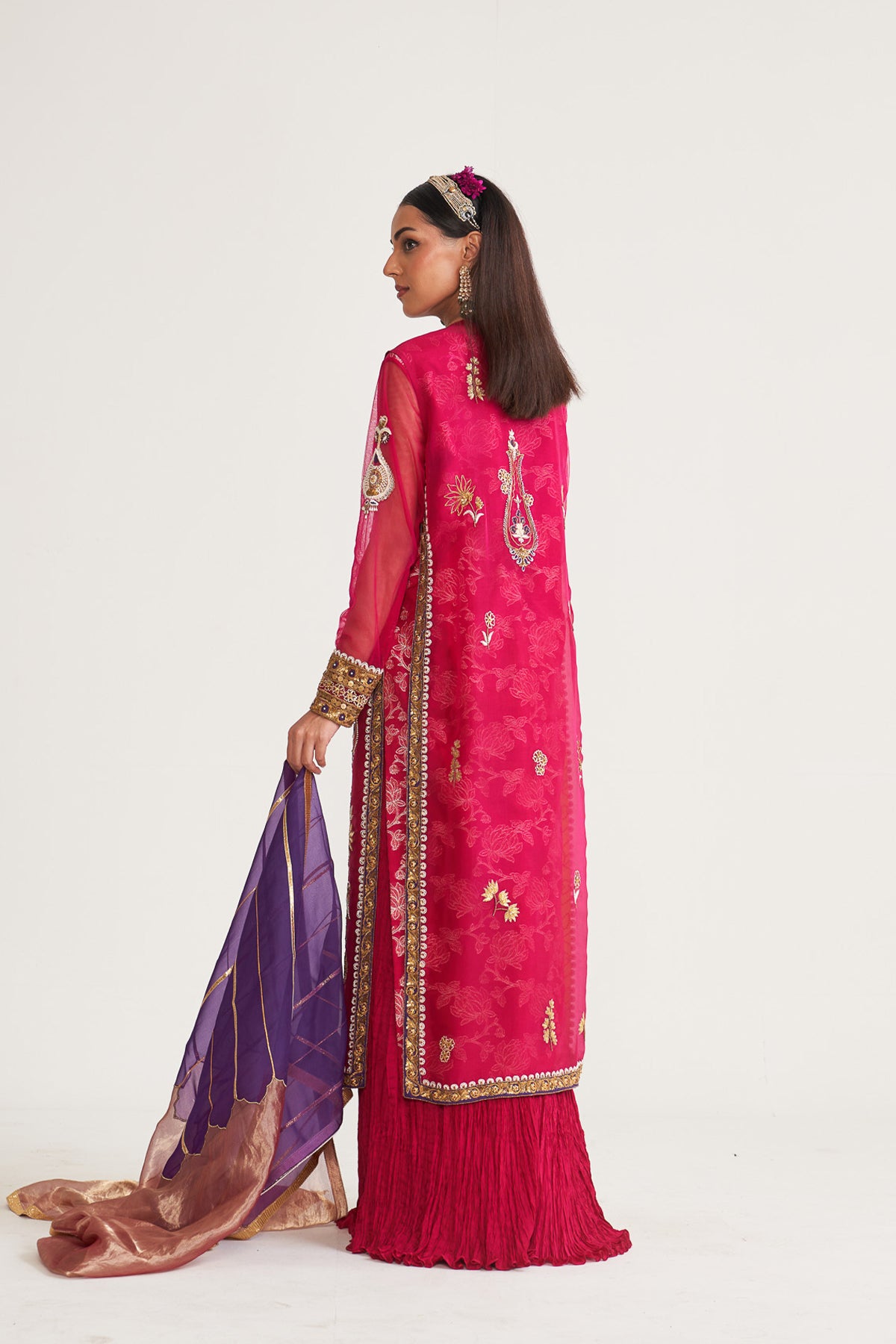 Gold bird long jacket set