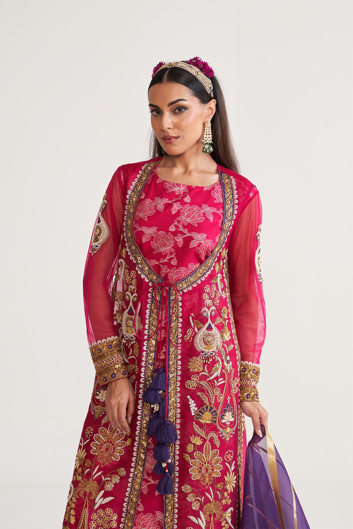 Gold bird long jacket set