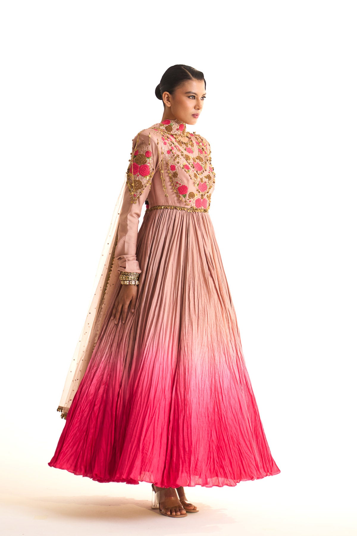 Pink rose anarkali