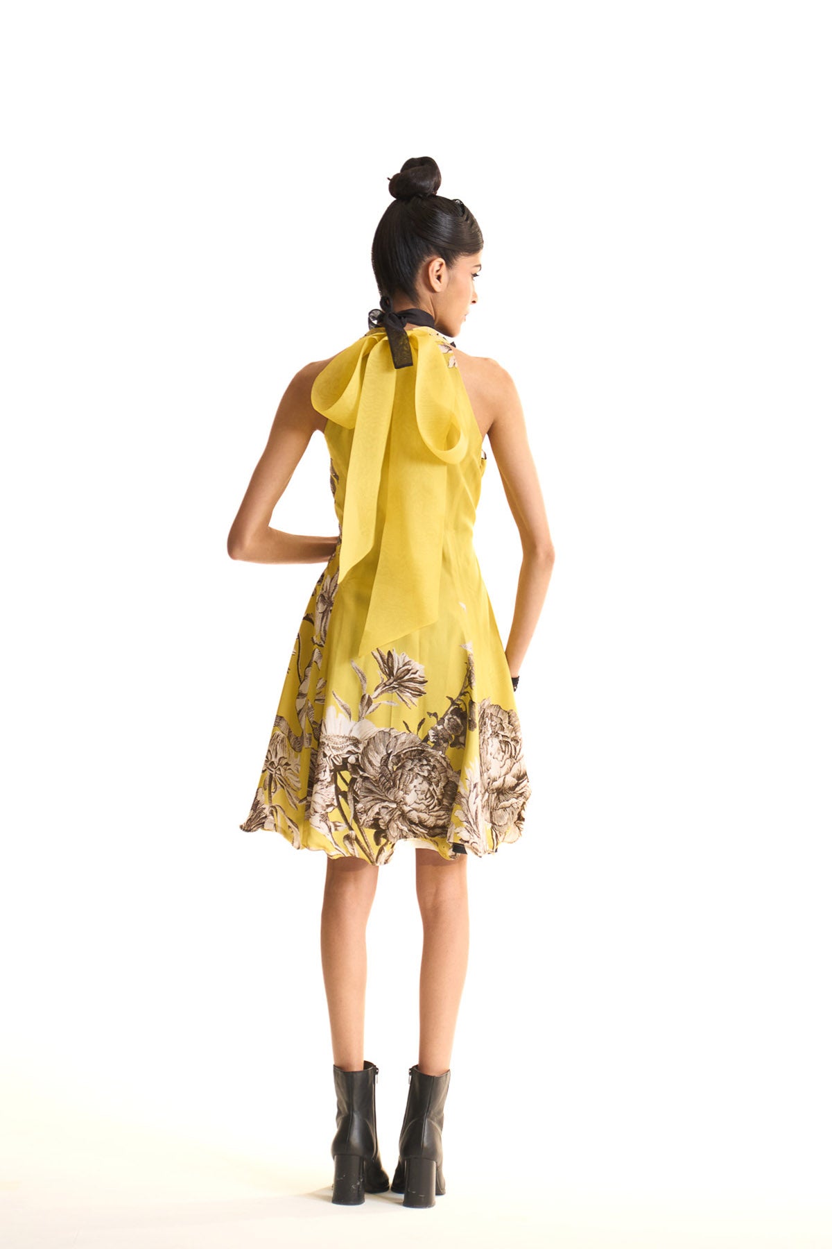 Black iris halter neck dress