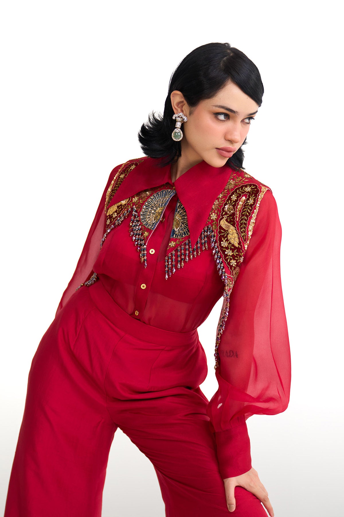 Mor pankh collar pant set