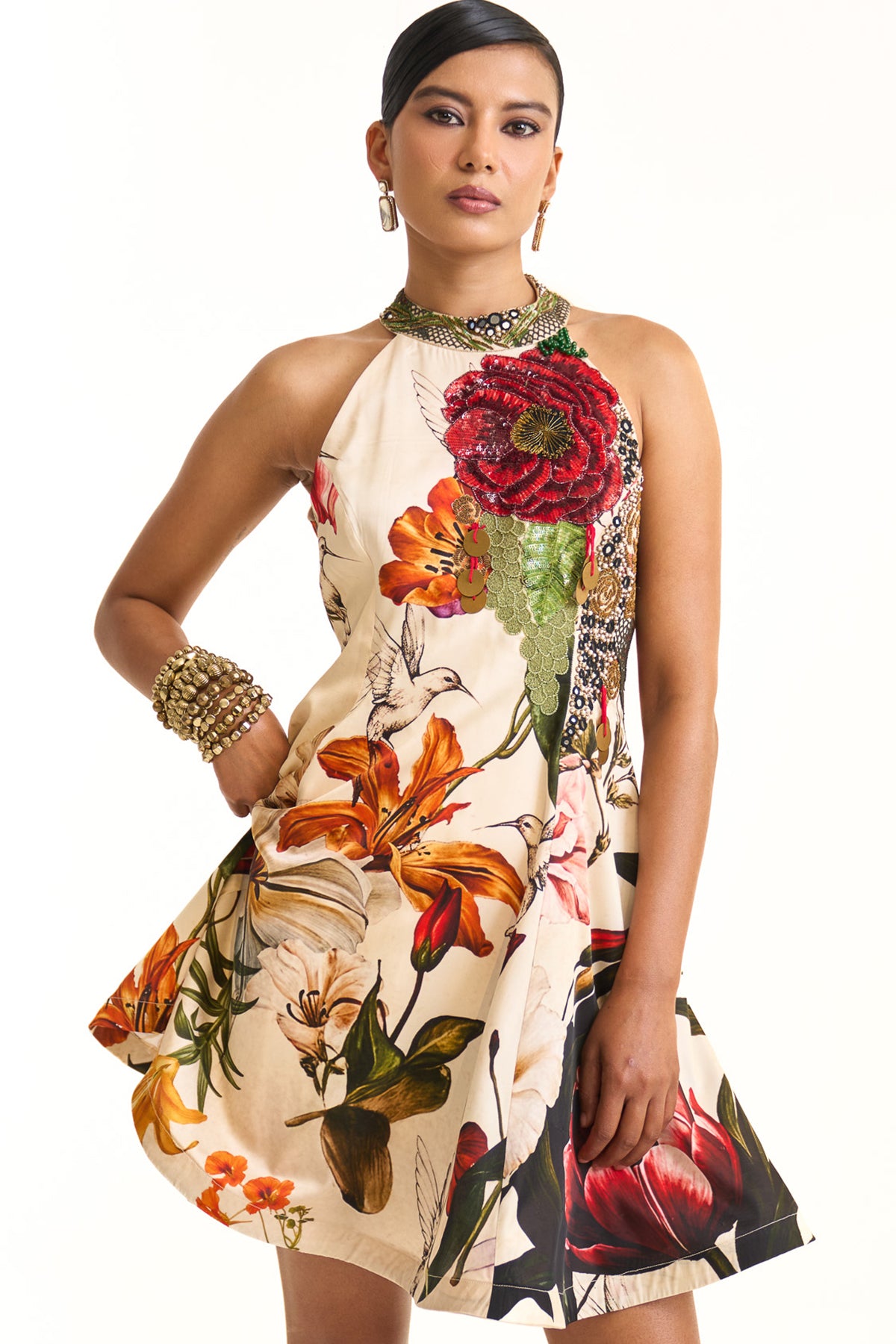 Wild blooms halter neck dress