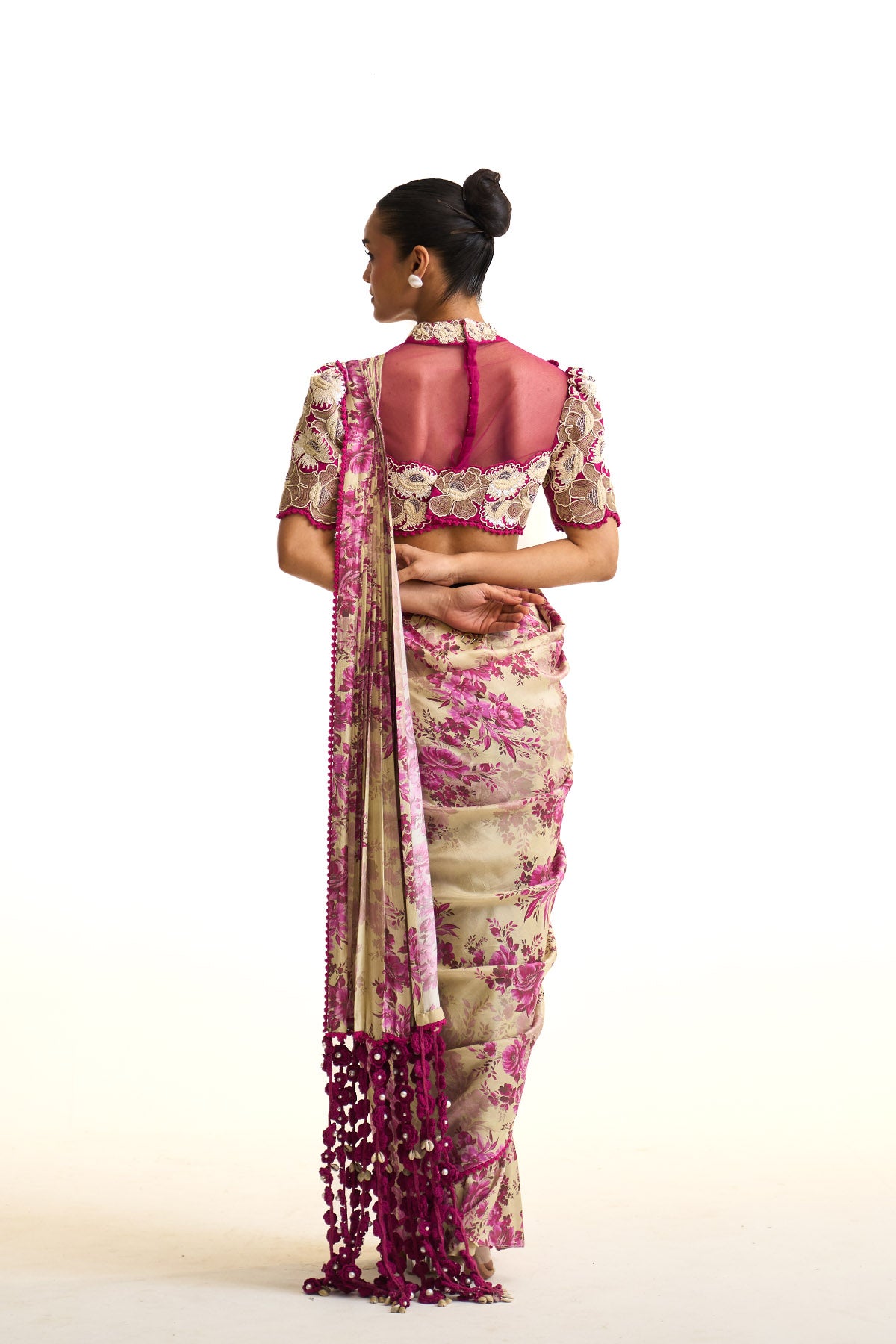 Pink moon drape saree