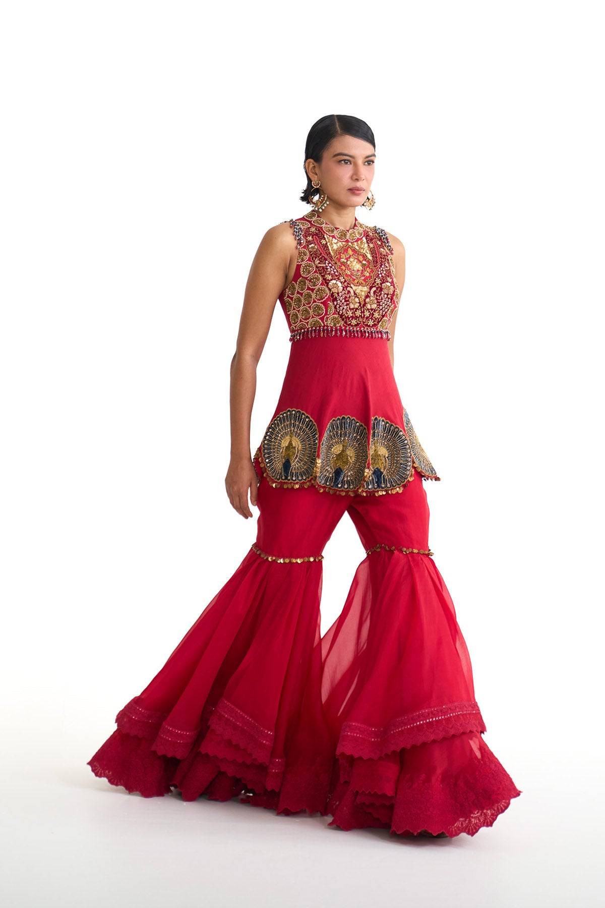 Mor pankh peplum garara set