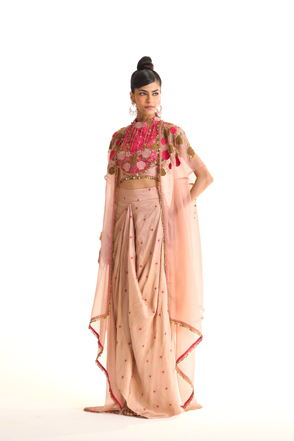 Pink rose cape set