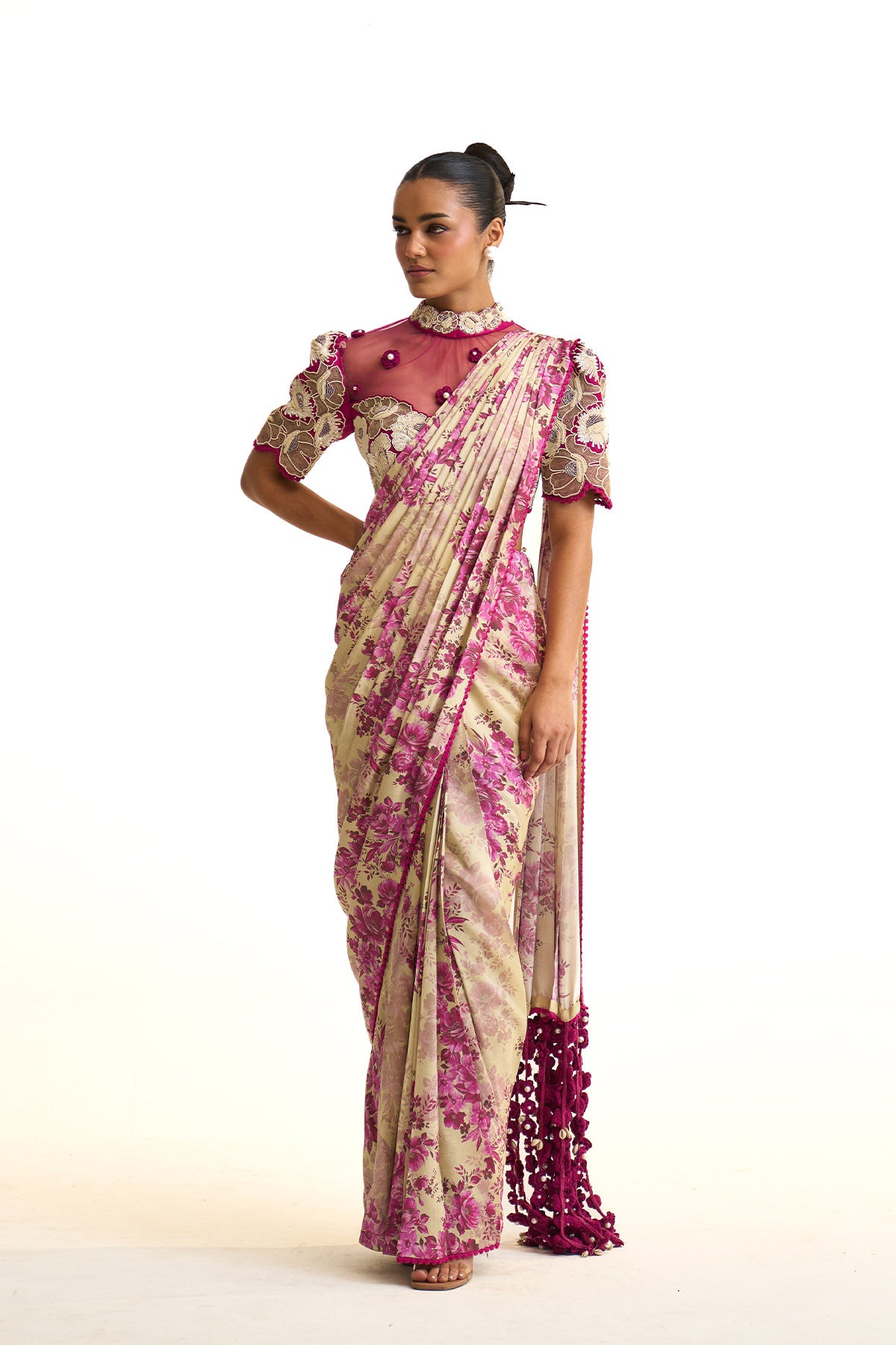 Pink moon drape saree