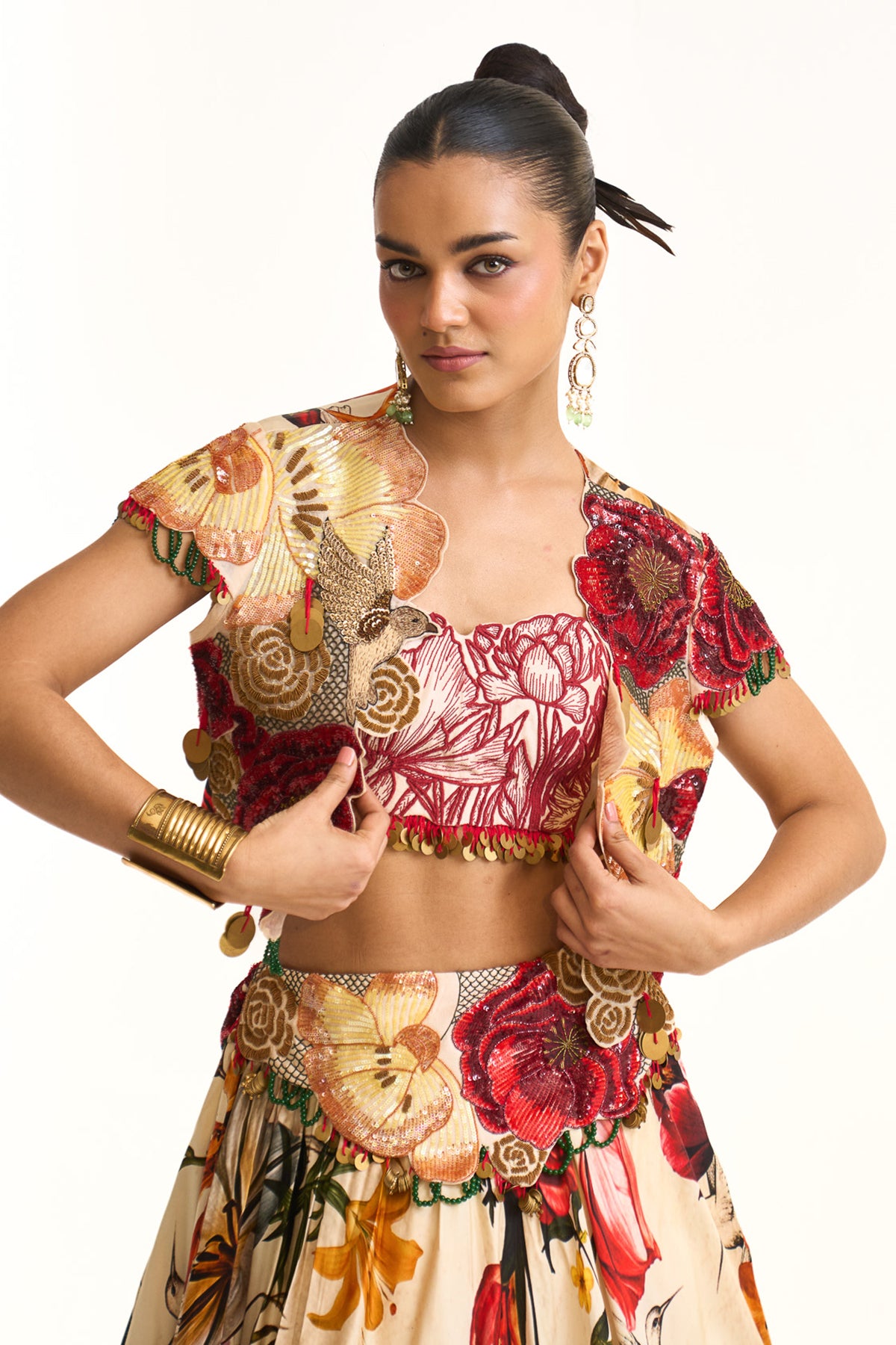 Wild blooms Short jacket lehenga set