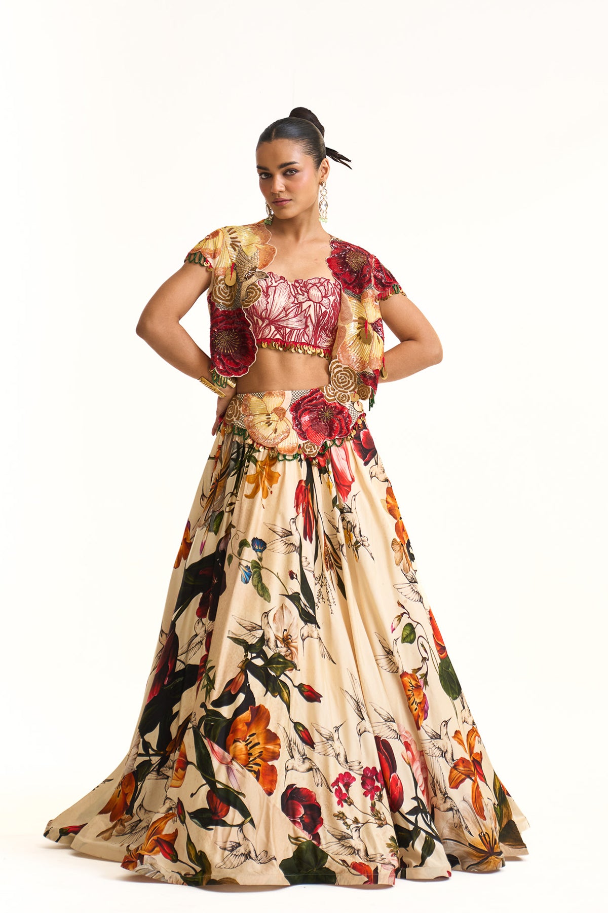 Wild blooms Short jacket lehenga set