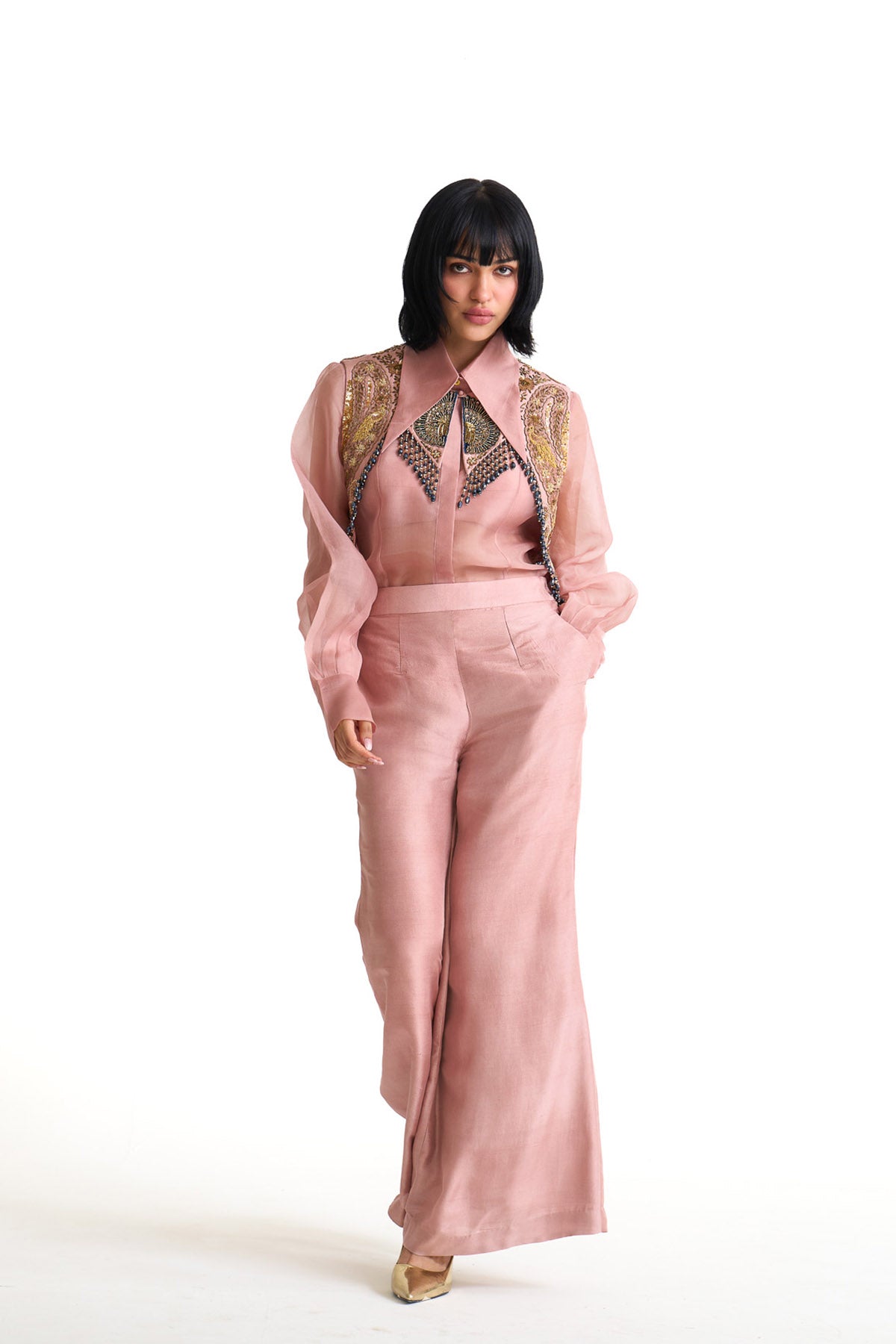 Mor pankh collar pant set