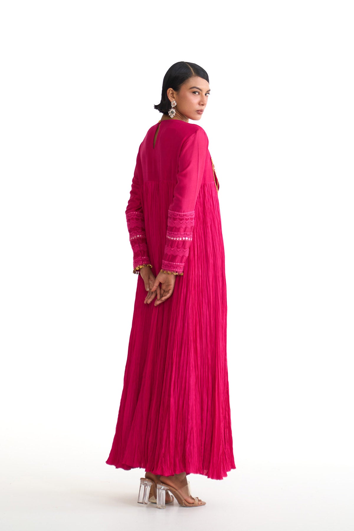 Rani lotus A line yoke anarkali