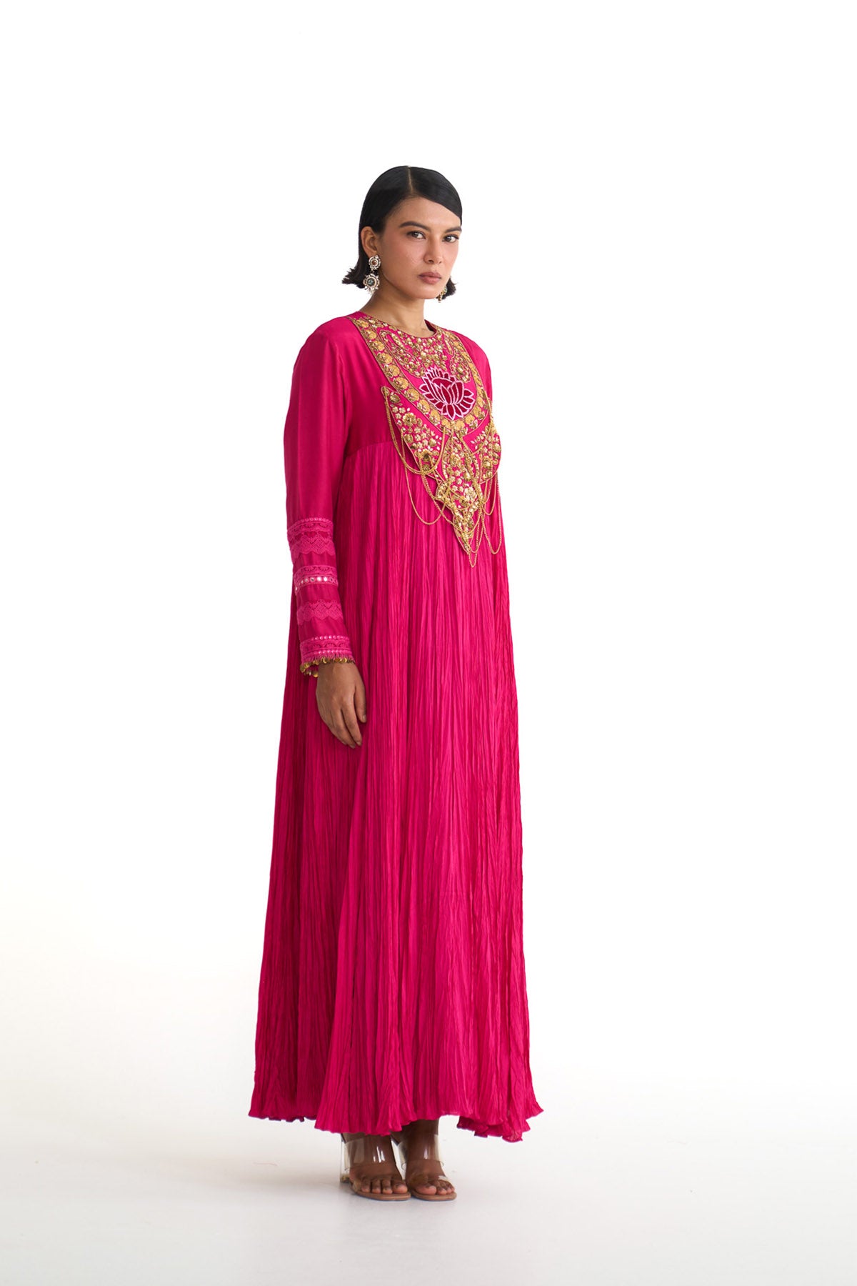 Rani lotus A line yoke anarkali