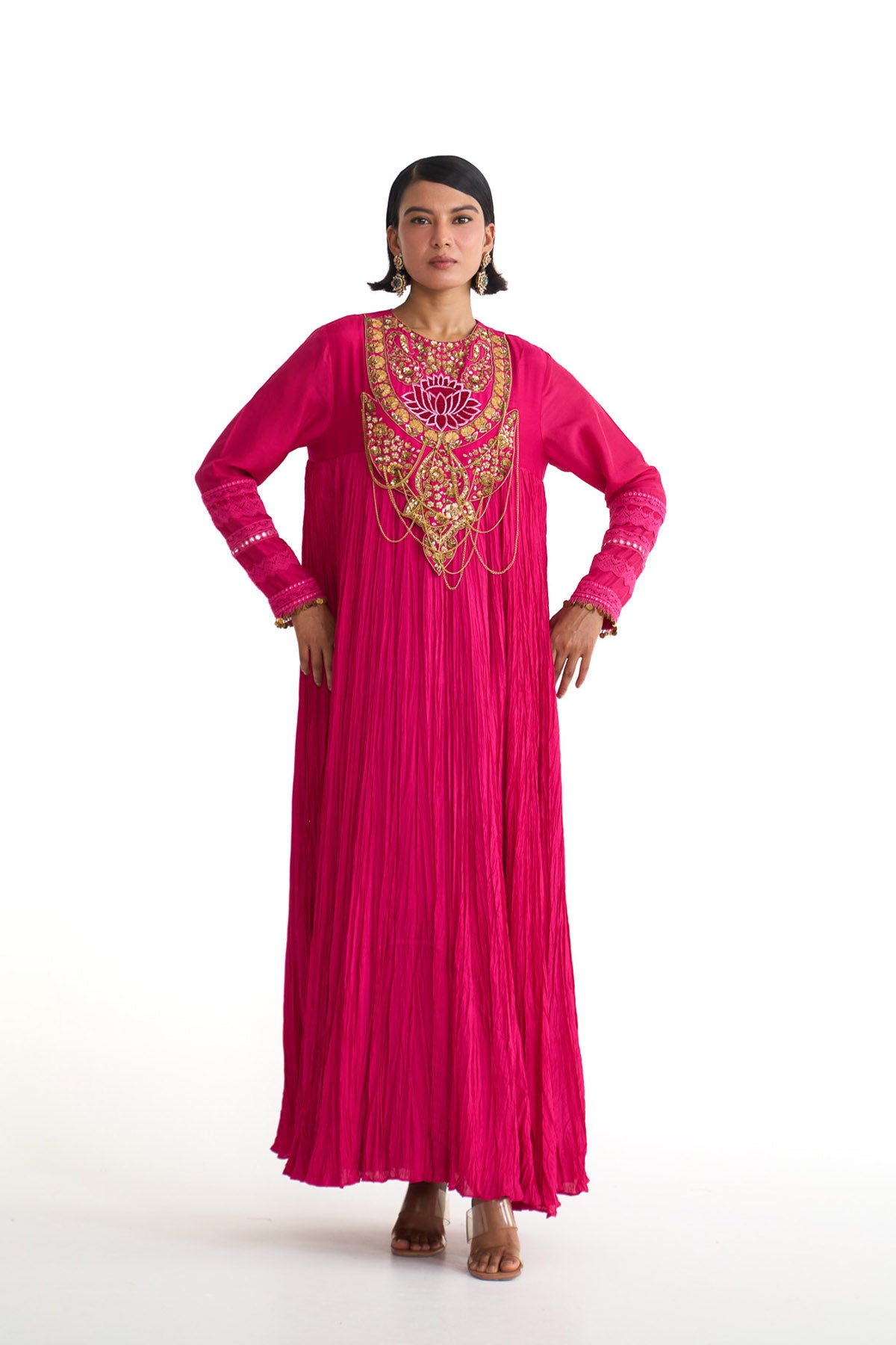 Rani lotus A line yoke anarkali