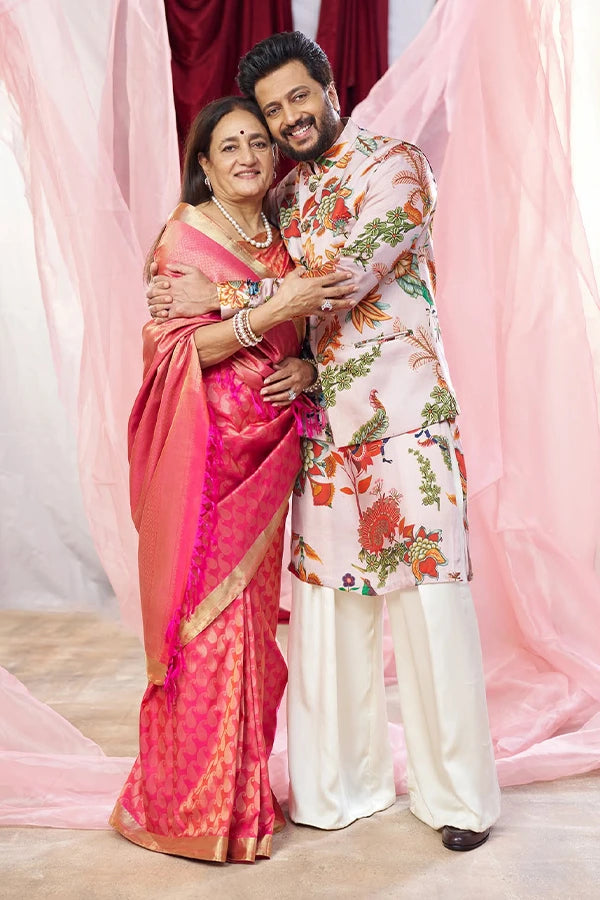 Riteish Deshmukh in Chintz printed pink Nehru jacket