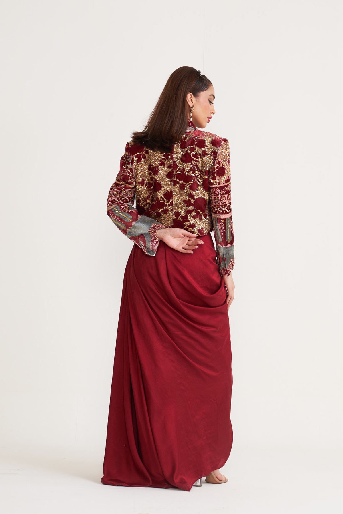 Crop blazer skirt set